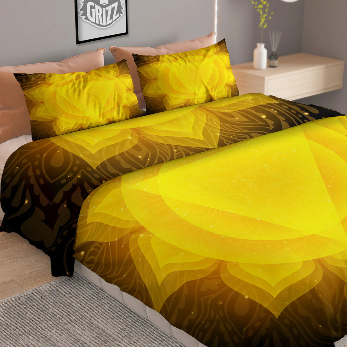 Chakra Manipura Mandala Print Duvet Cover Bedding Set - Image 2
