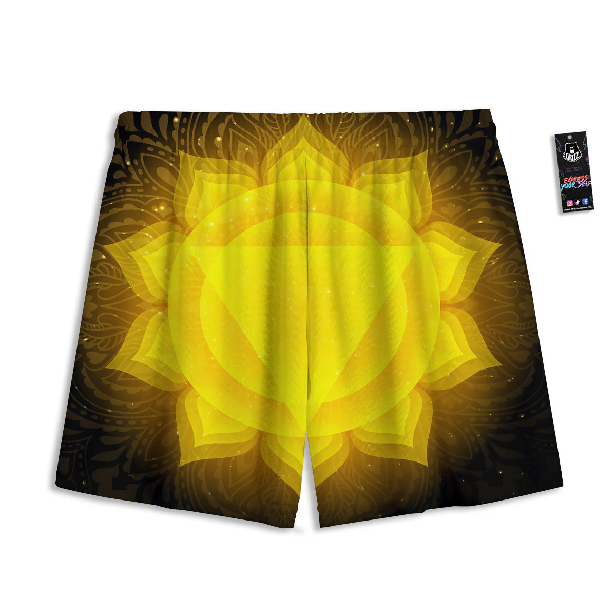 Chakra Manipura Mandala Print Mesh Shorts - Image 2