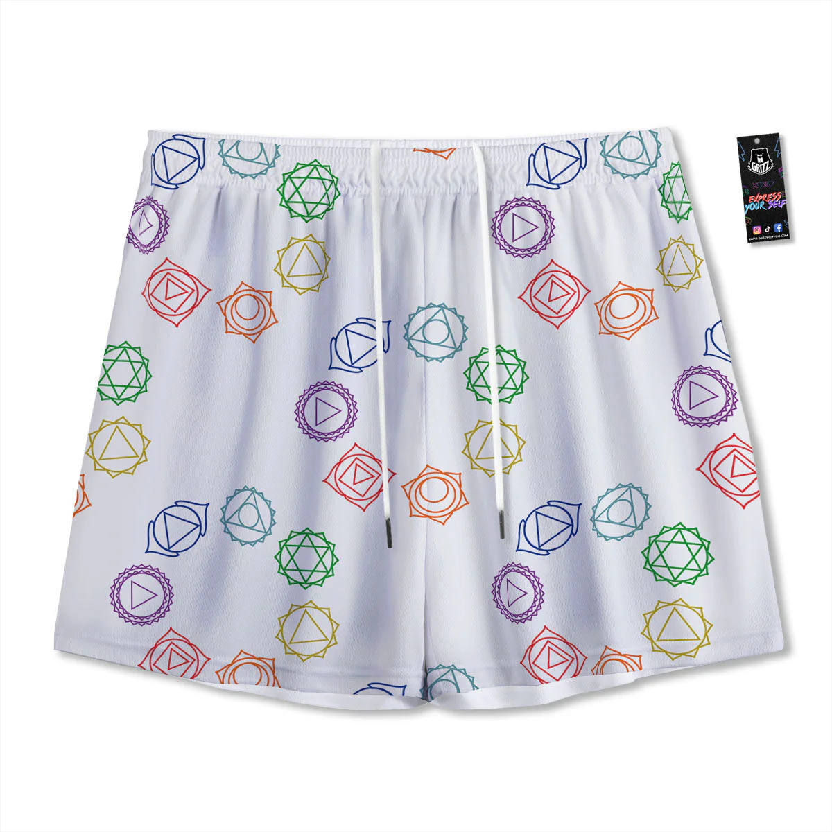 Chakra Manipura Print Pattern Mesh Shorts