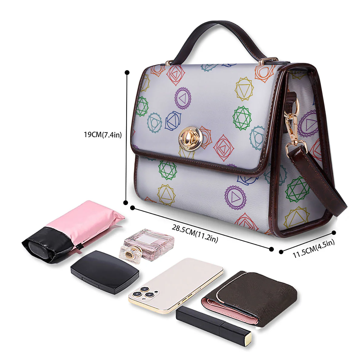 Chakra Manipura Print Pattern Women's Satchel Bag - Image 4