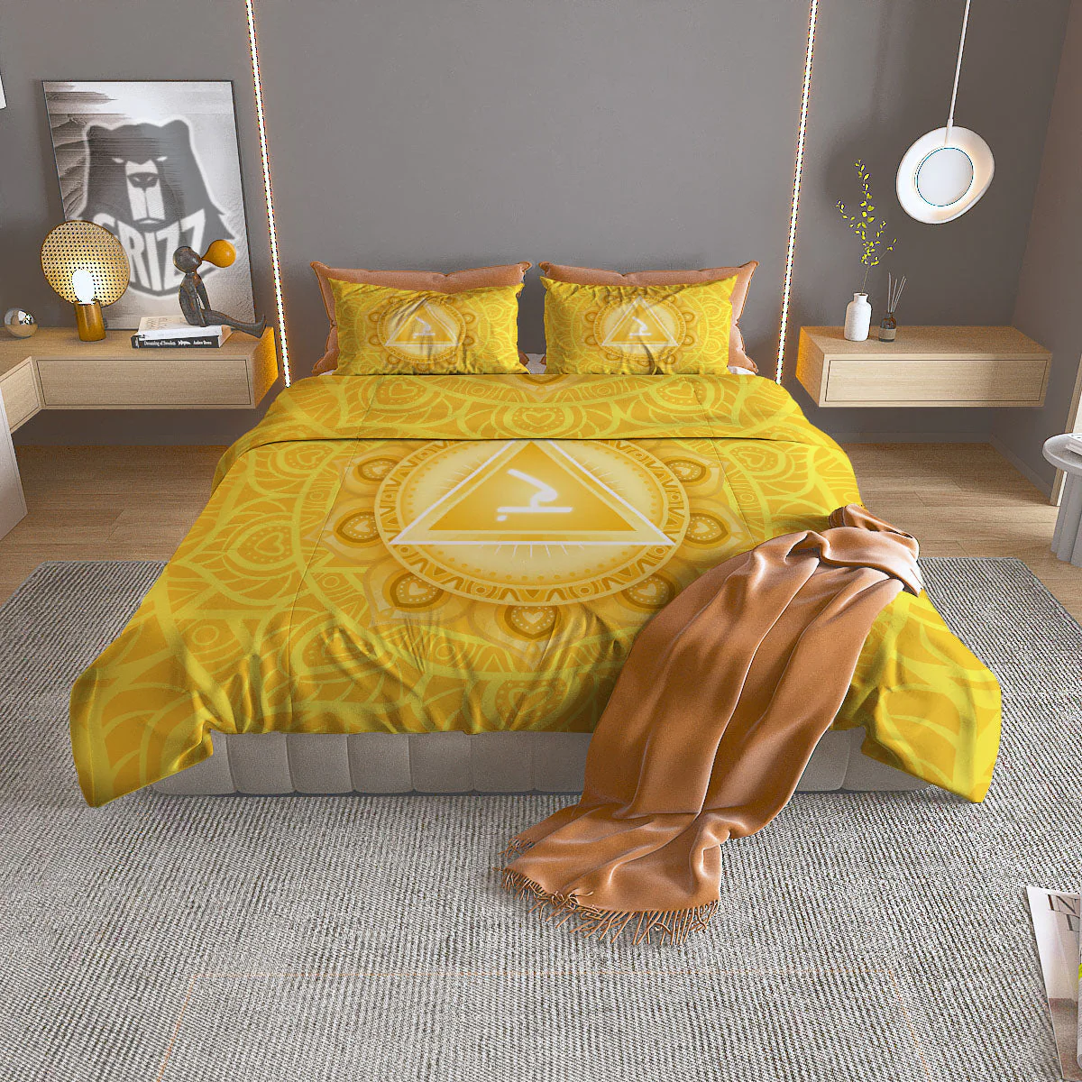 Chakra Manipura Symbol Print Duvet Cover Bedding Set