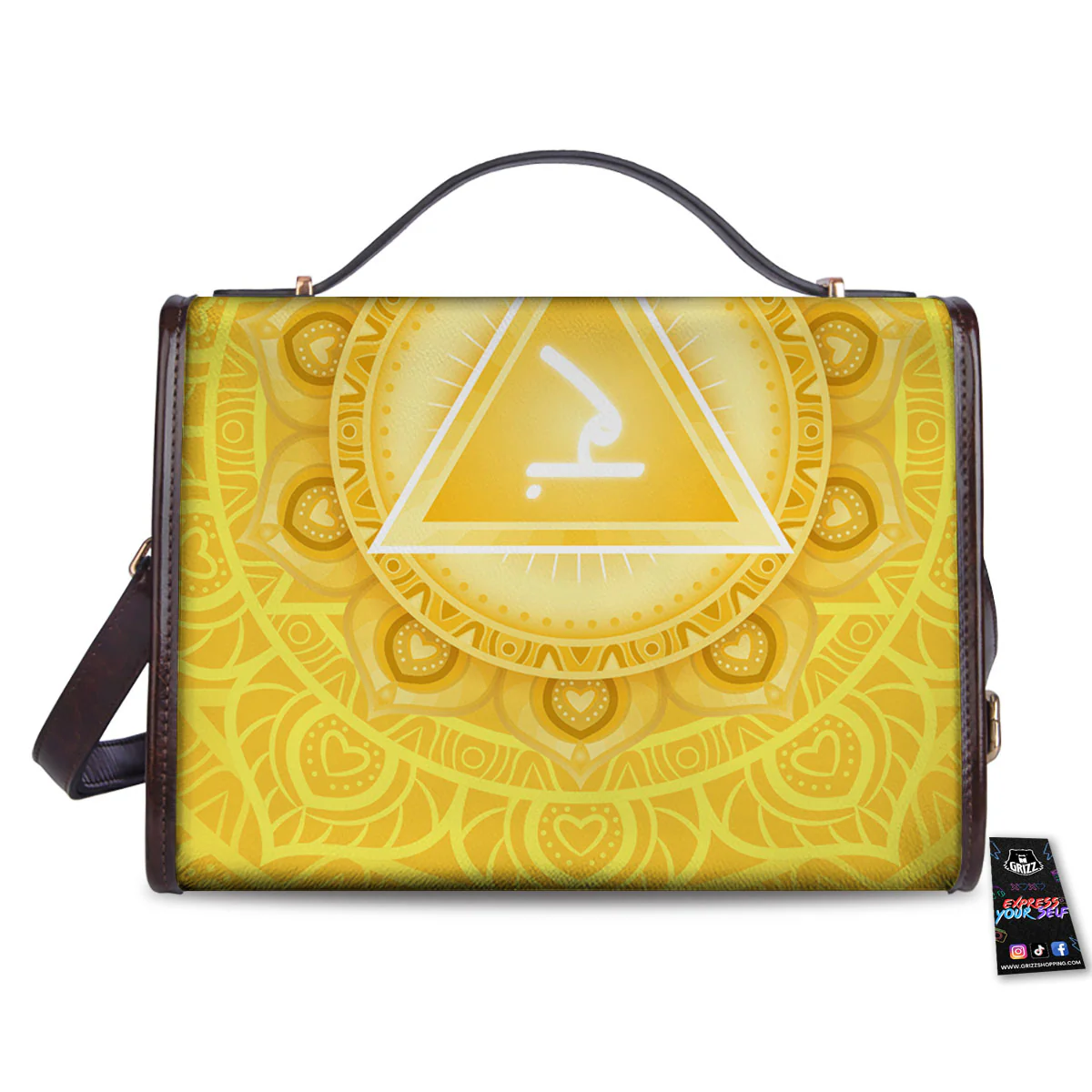 Chakra Manipura Symbol Print Women's Satchel Bag - Image 2