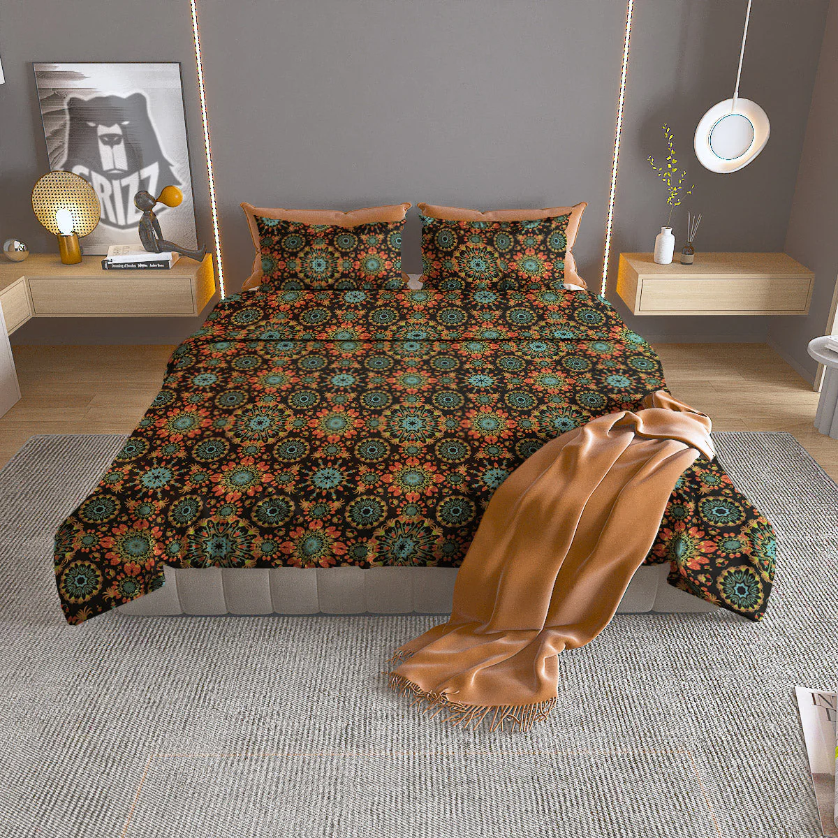 Chaotic Boho Print Pattern Duvet Cover Bedding Set