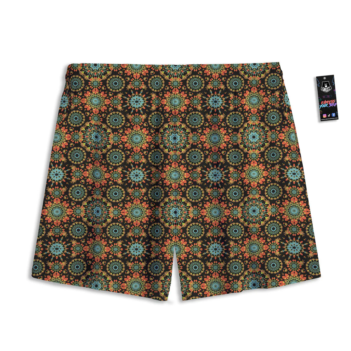 Chaotic Boho Print Pattern Mesh Shorts - Image 2