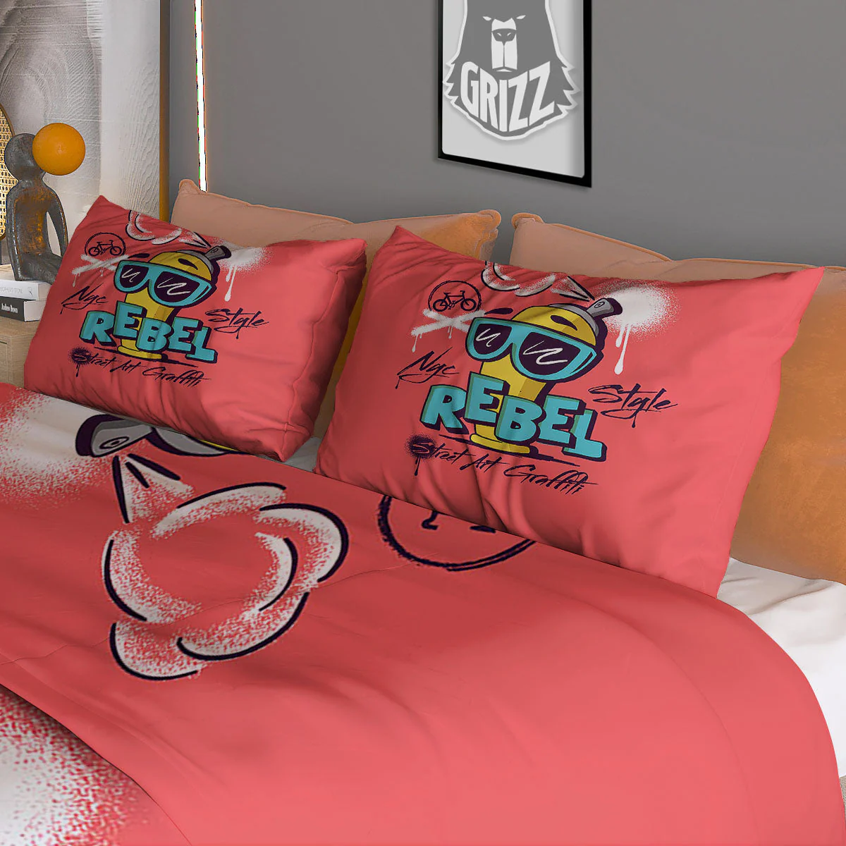 Characters Graffiti Cartoon Print Duvet Cover Bedding Set - Image 3