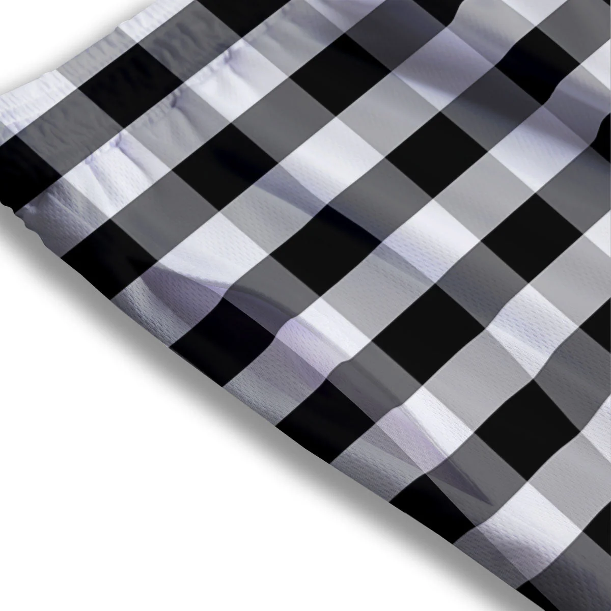 Check Black And Grey Print Pattern Mesh Shorts - Image 3