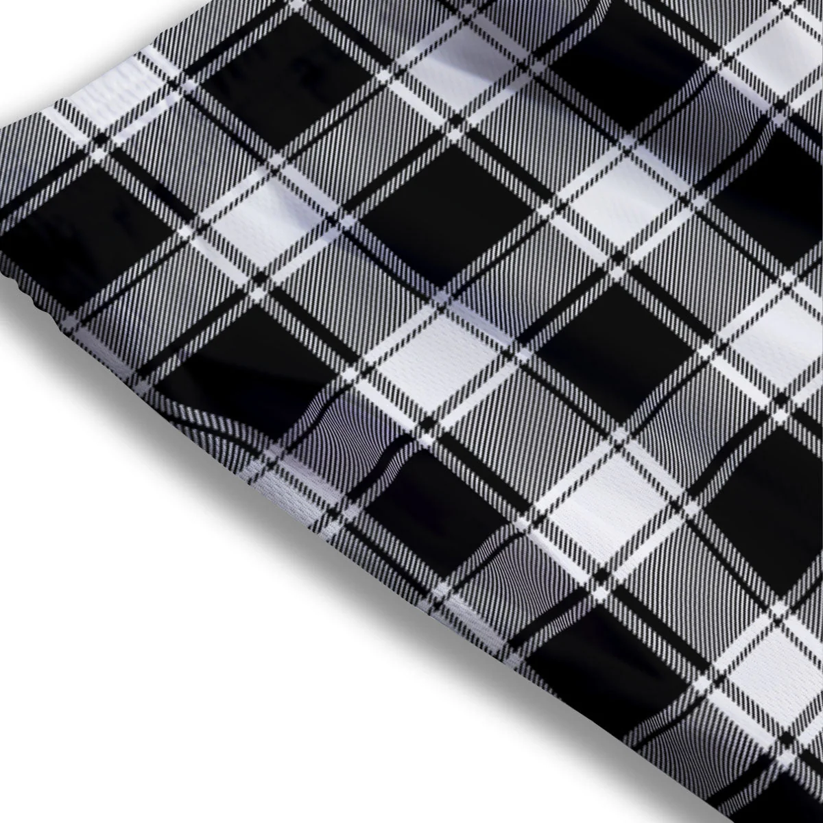 Check White And Black Print Pattern Mesh Shorts - Image 3