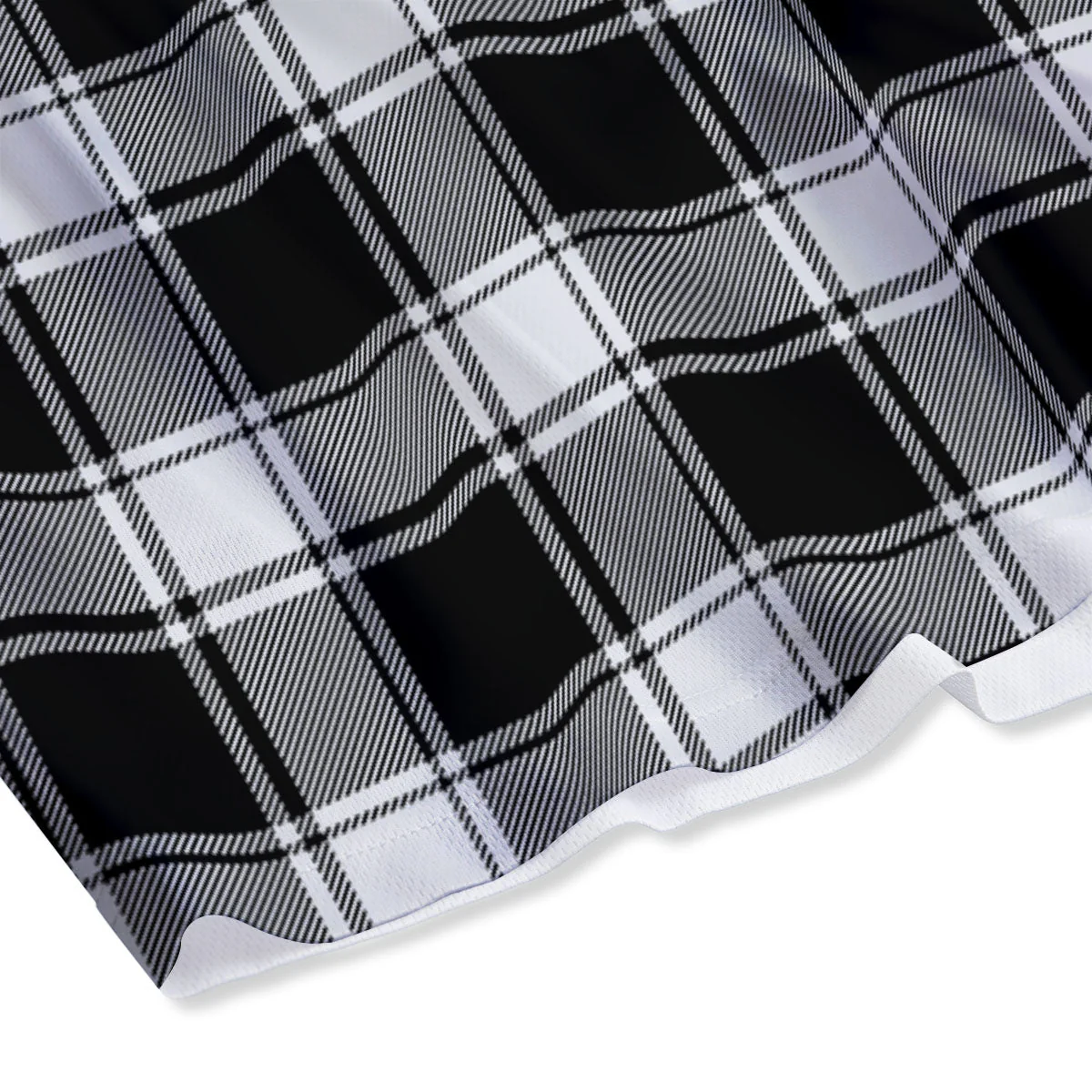 Check White And Black Print Pattern Mesh Shorts - Image 4