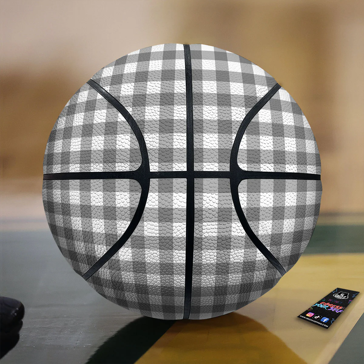 Check White And Grey Print Pattern Basketball