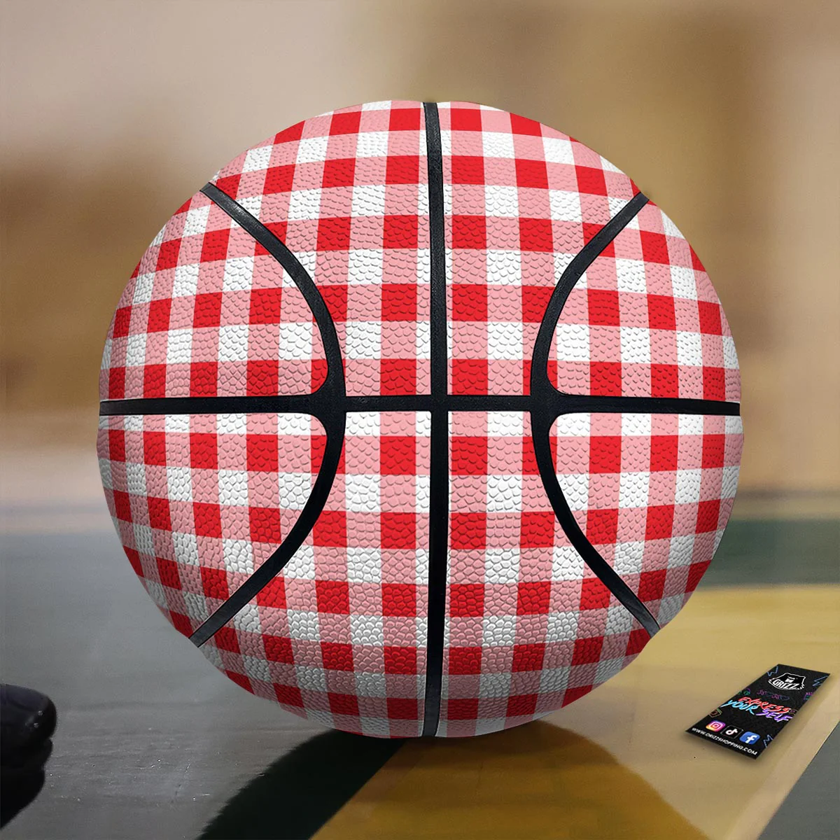 Check White And Red Print Pattern Basketball