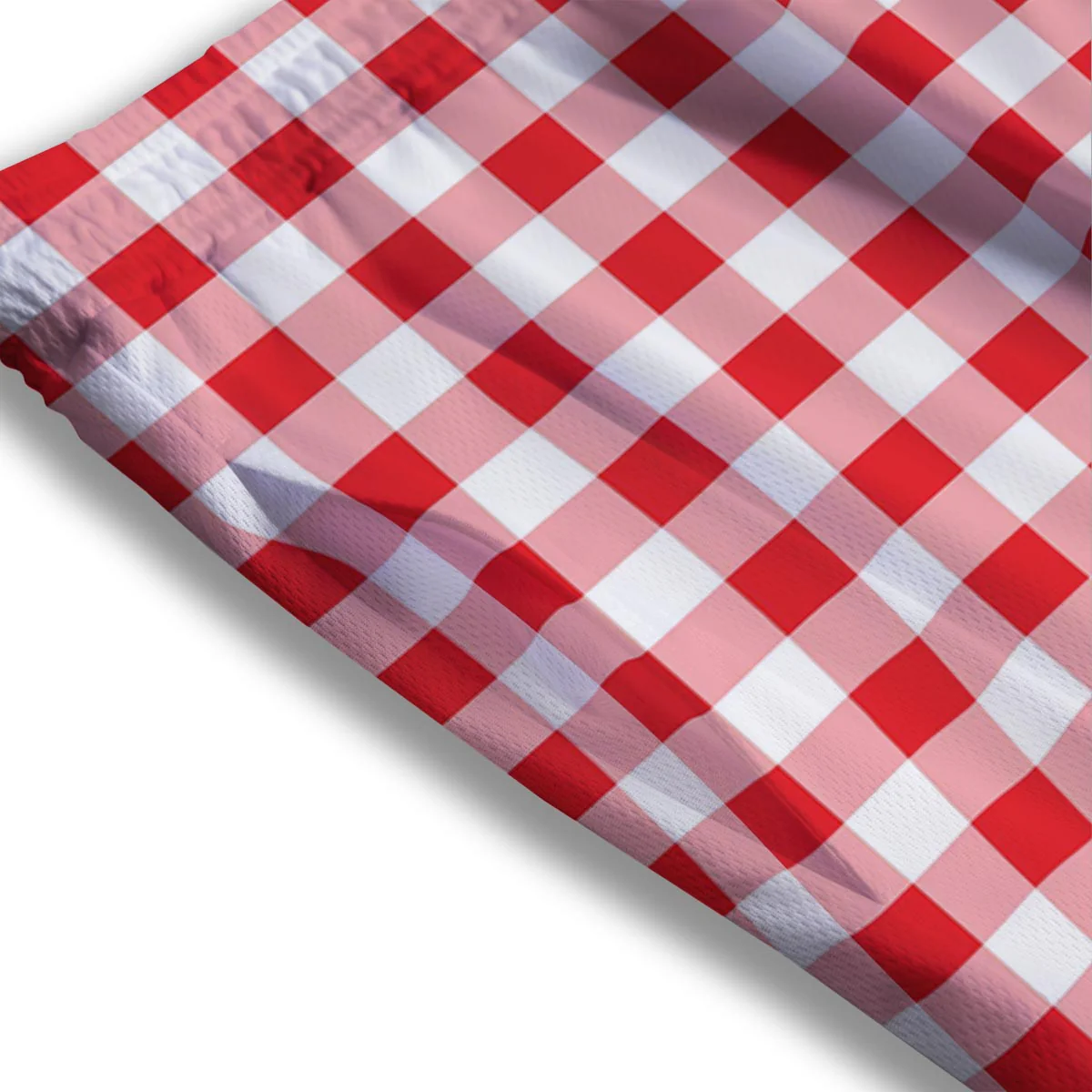 Check White And Red Print Pattern Mesh Shorts - Image 3