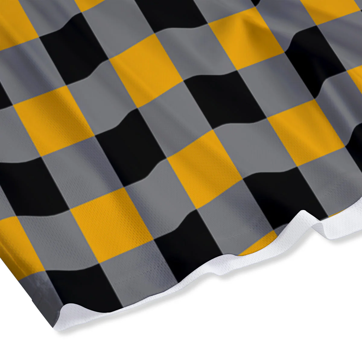 Check Yellow And Black Print Pattern Mesh Shorts - Image 4