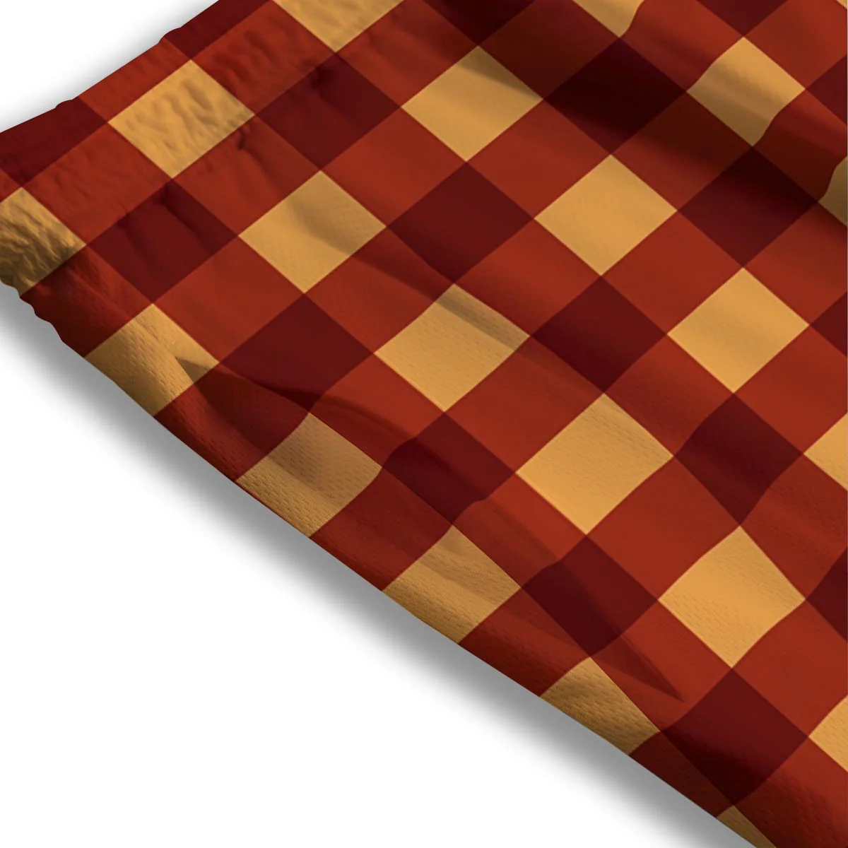 Check Yellow And Red Print Pattern Mesh Shorts - Image 3