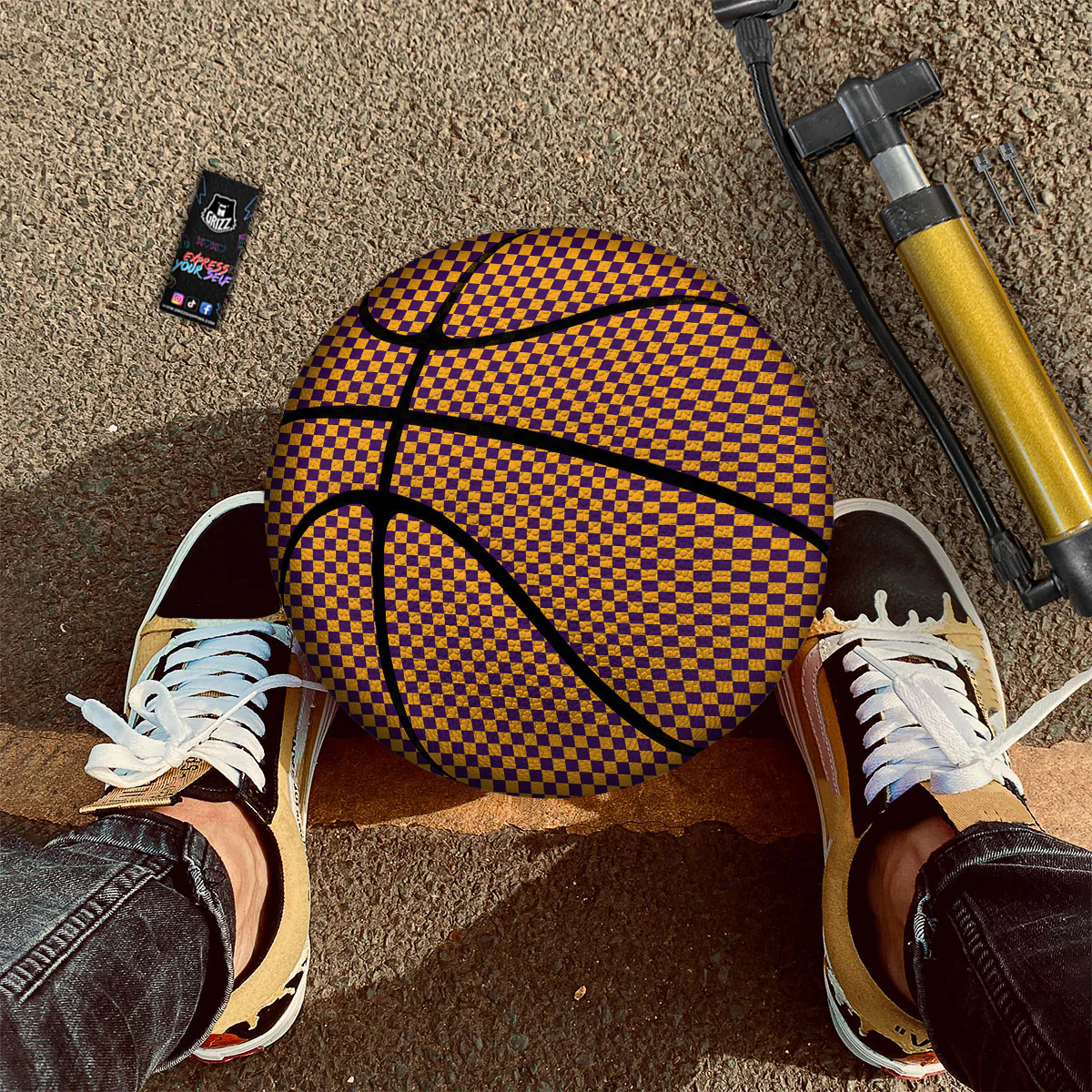 Checked Halloween Print Pattern Basketball - Image 2
