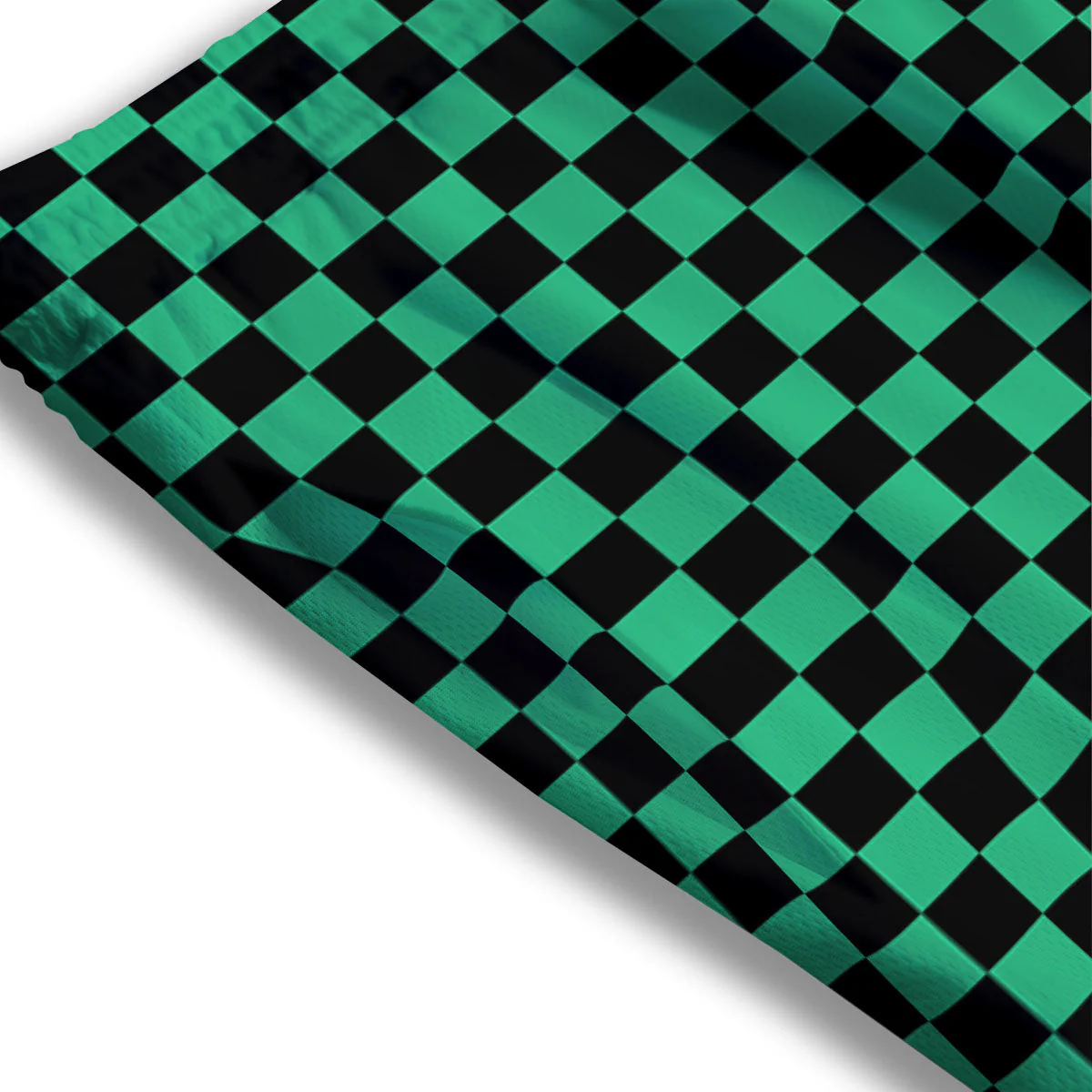Checkered Black And Green Print Pattern Mesh Shorts - Image 3