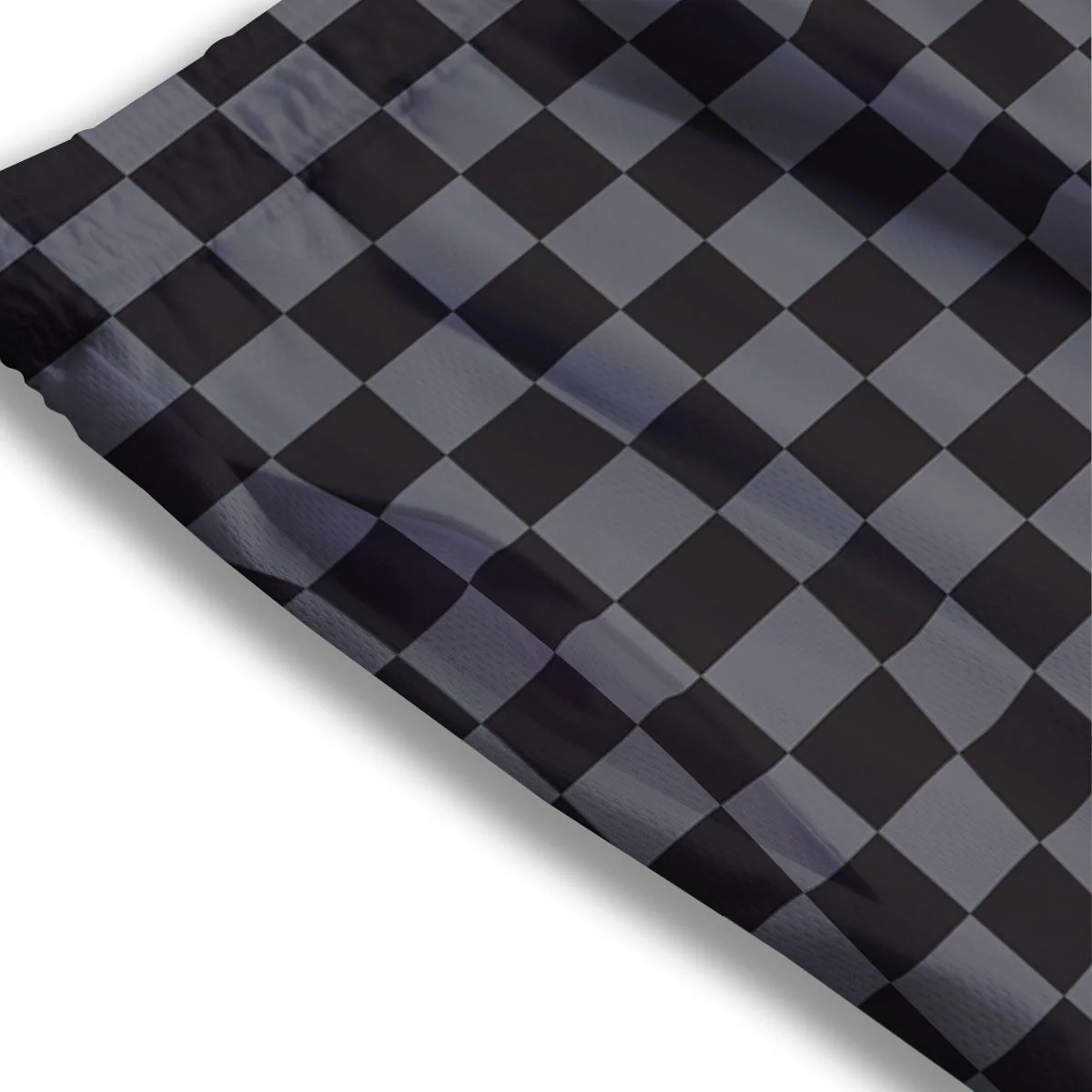 Checkered Black And Grey Print Pattern Mesh Shorts - Image 3