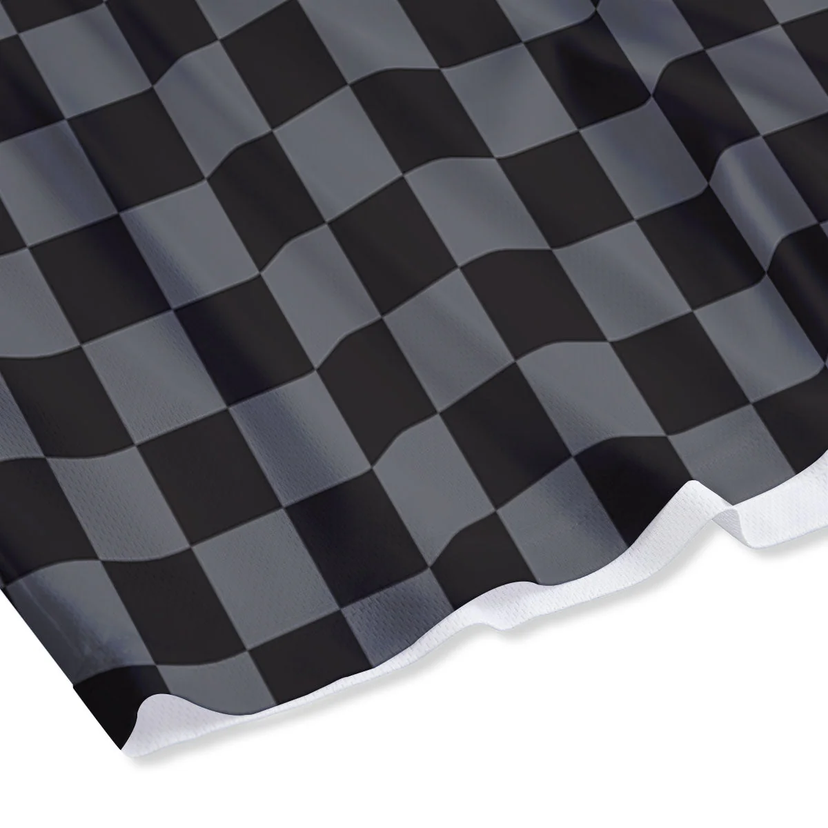 Checkered Black And Grey Print Pattern Mesh Shorts - Image 4