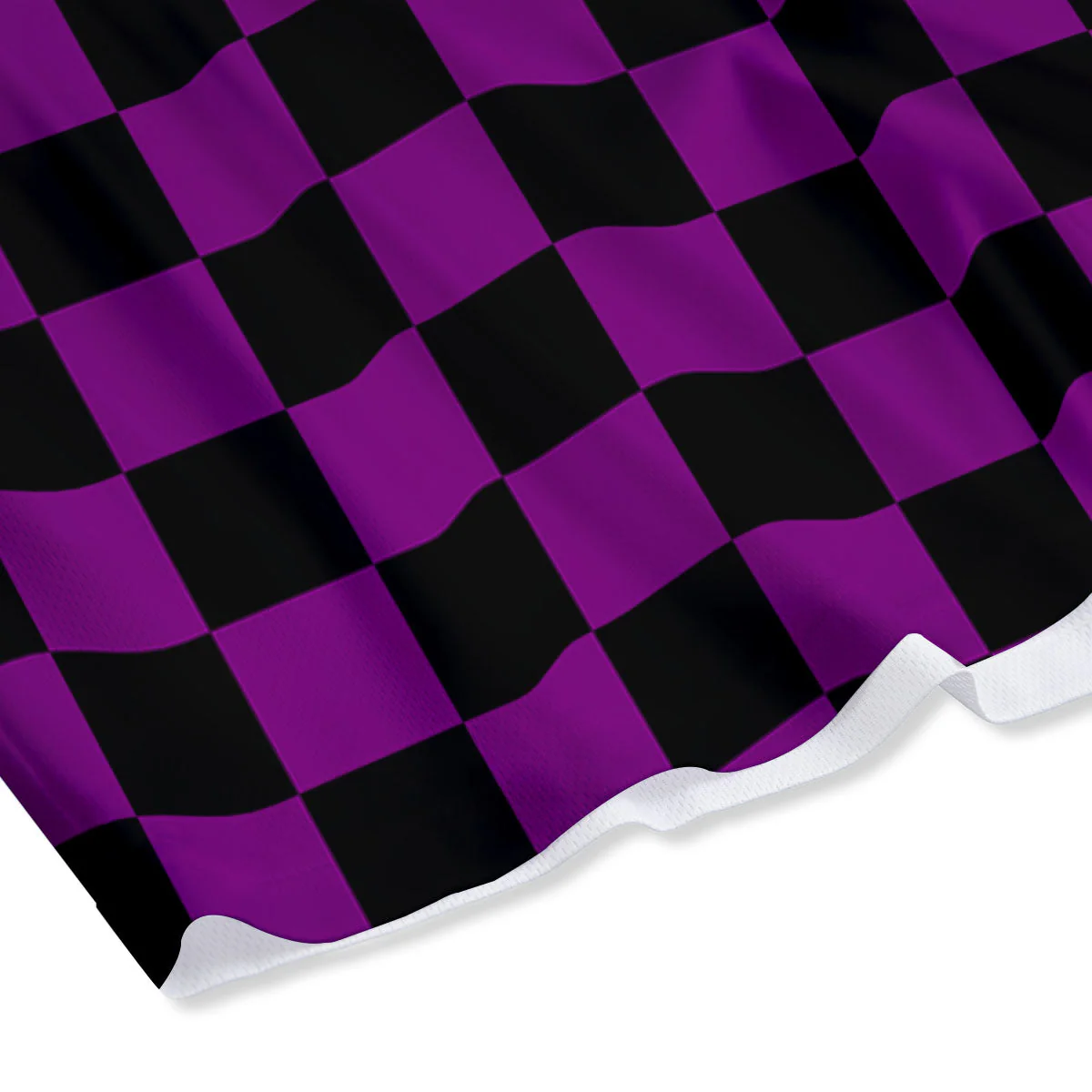 Checkered Black And Purple Print Pattern Mesh Shorts - Image 4