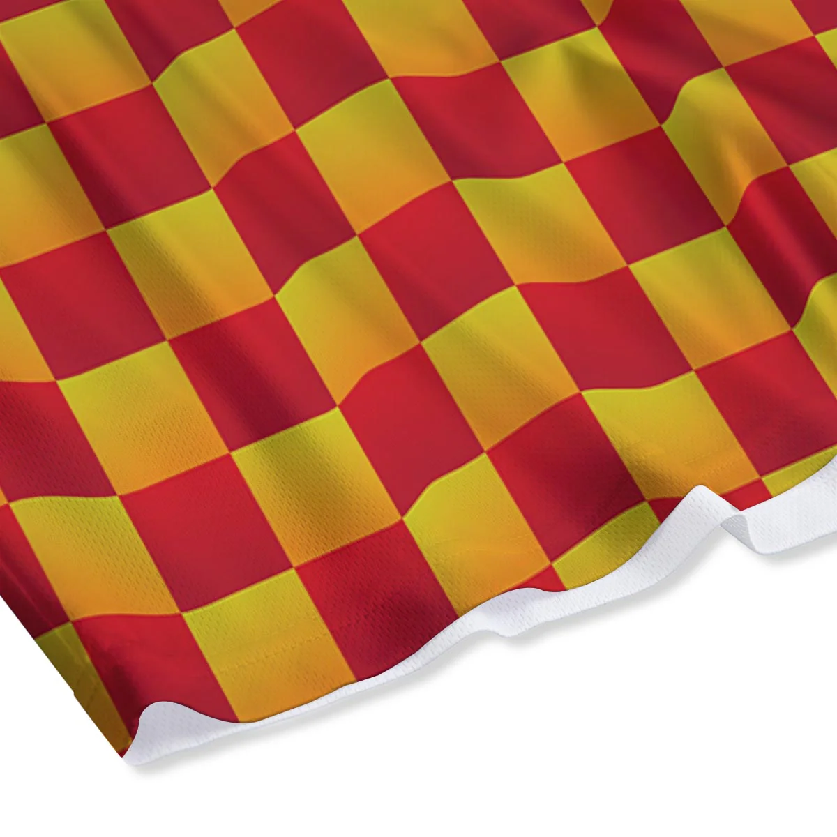 Checkered Yellow And Red Print Pattern Mesh Shorts - Image 4