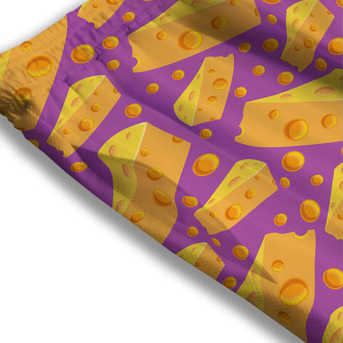 Cheese Holes And Purple Print Pattern Mesh Shorts - Image 3