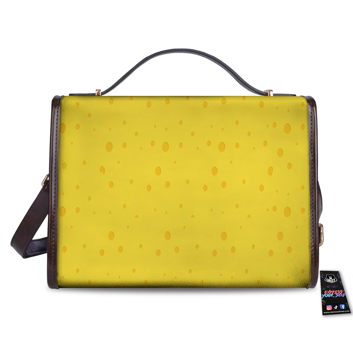 Cheese Yellow Print Pattern Women's Satchel Bag - Image 2