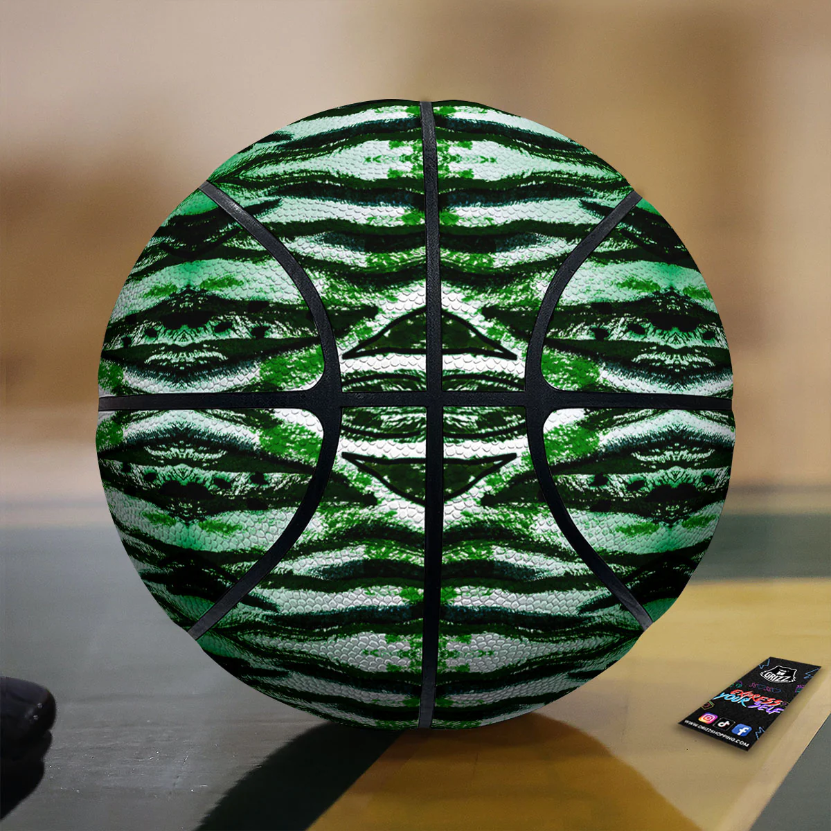 Cheetah Black And Green Print Basketball