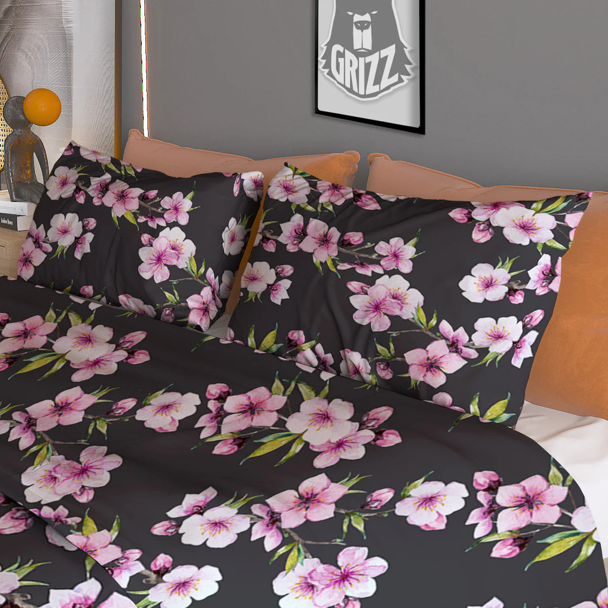 Cherry Blossom Chinese Print Pattern Duvet Cover Bedding Set - Image 3