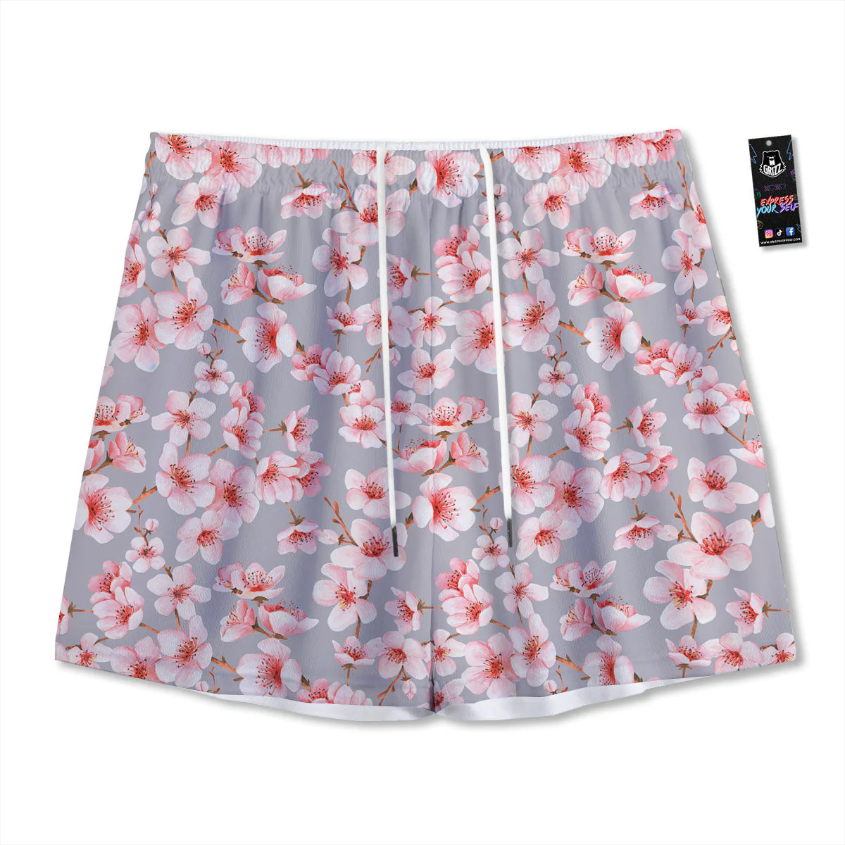 Cherry Blossom Japanese Print Pattern Mesh Shorts