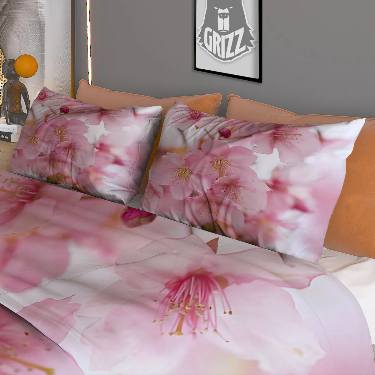 Cherry Blossom Pink Print Duvet Cover Bedding Set - Image 3