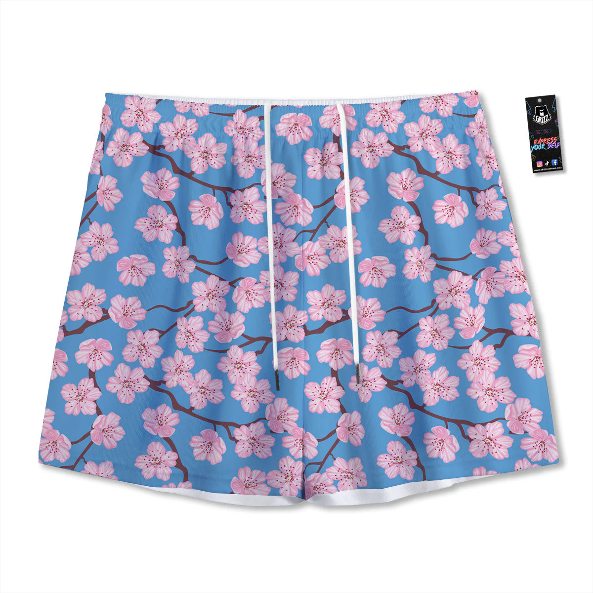 Cherry Blossom Pink Print Pattern Mesh Shorts