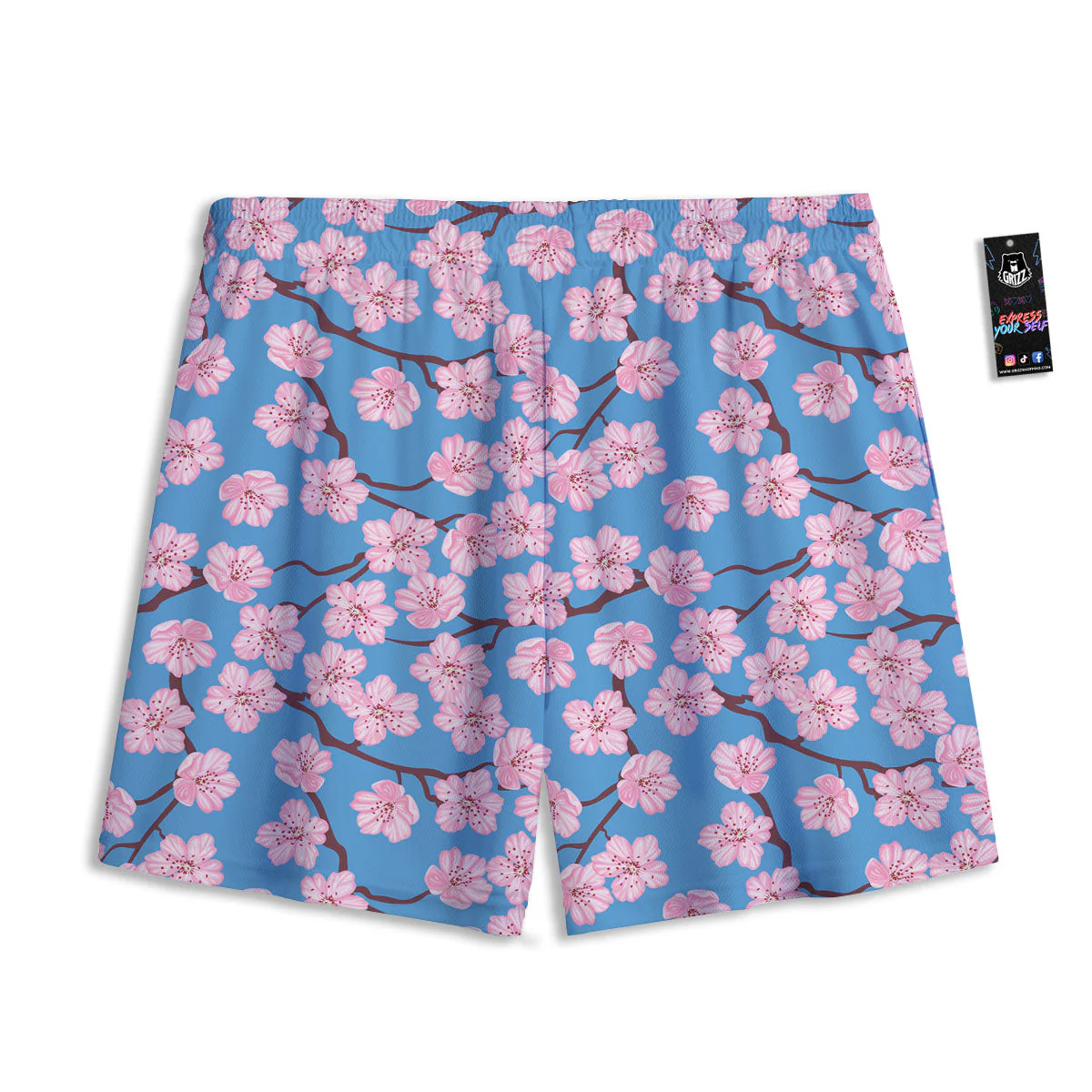 Cherry Blossom Pink Print Pattern Mesh Shorts - Image 2
