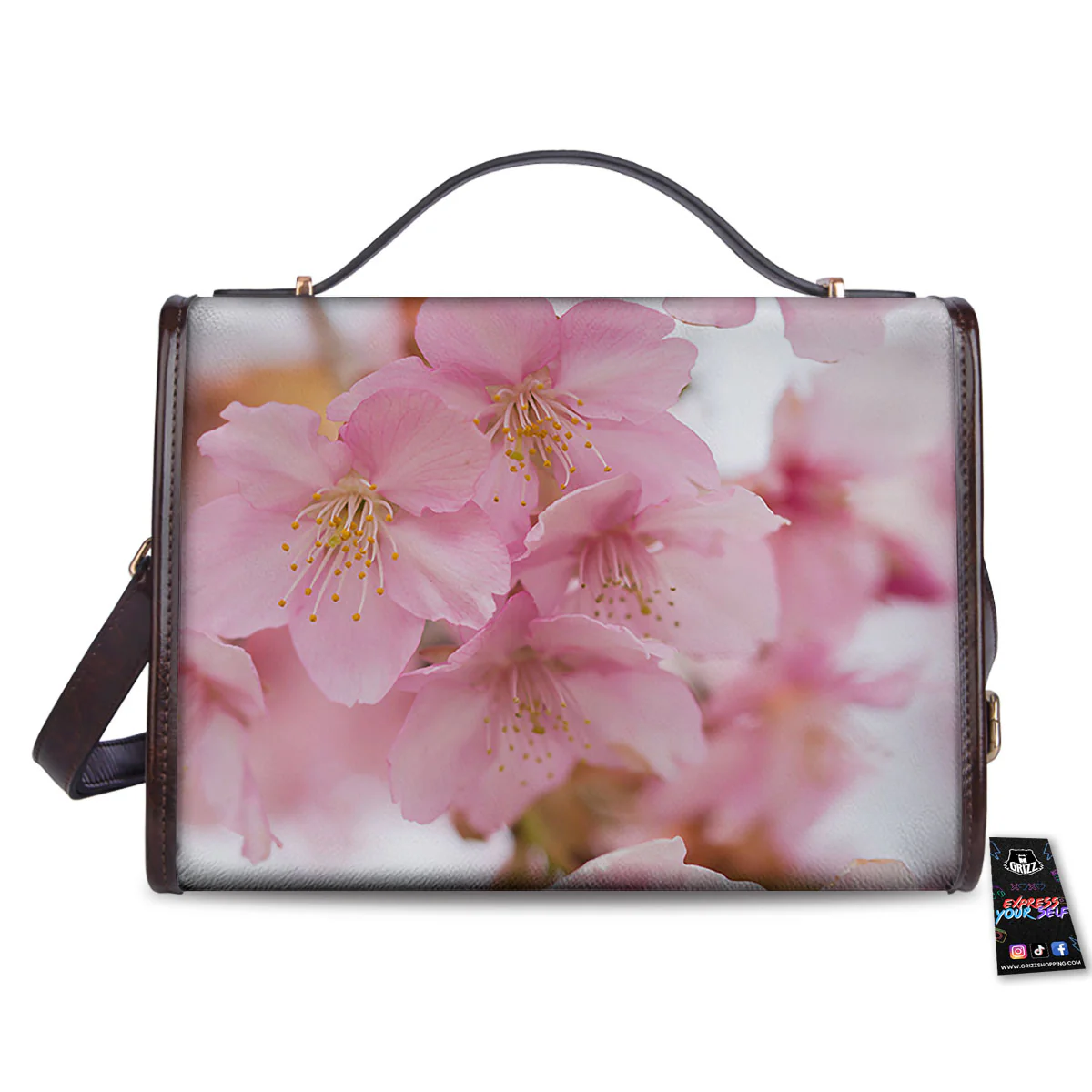 Cherry Blossom Pink Print Women's Satchel Bag - Image 2