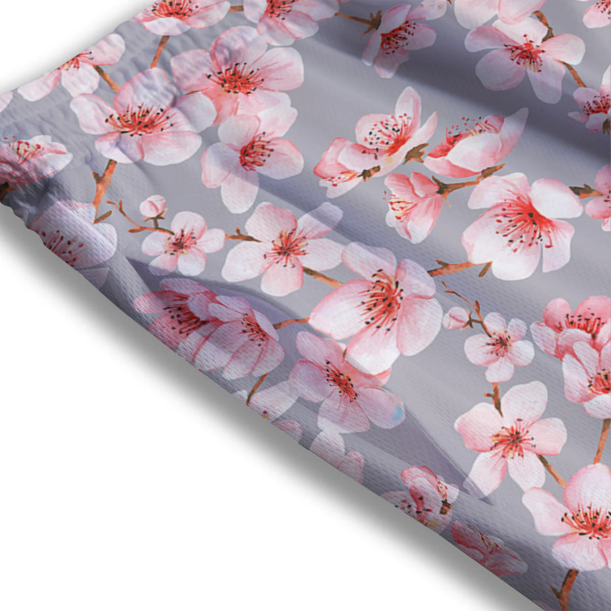 Cherry Blossom Pink Sakura Print Pattern Mesh Shorts - Image 3