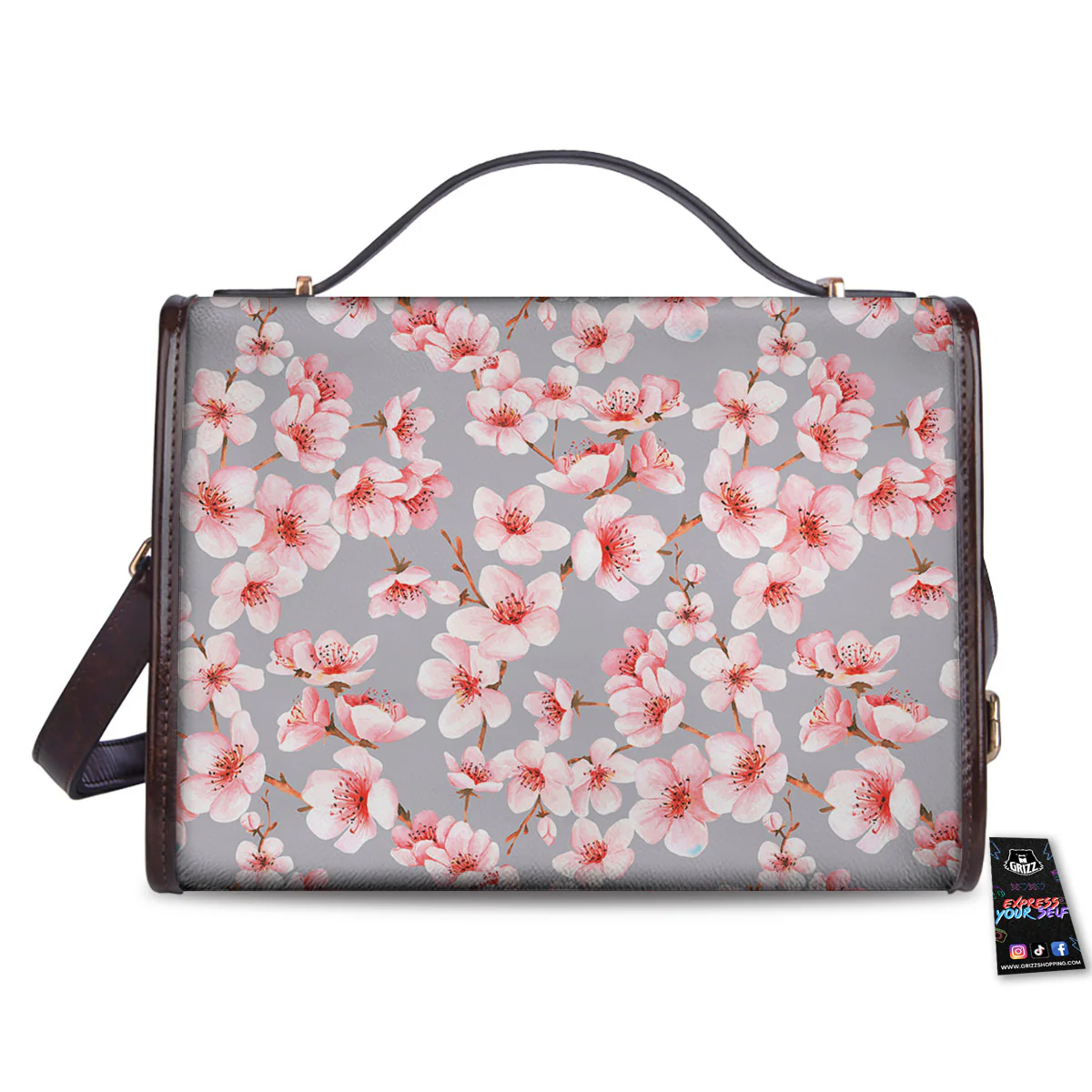 Cherry Blossom Pink Sakura Print Pattern Women's Satchel Bag - Image 2