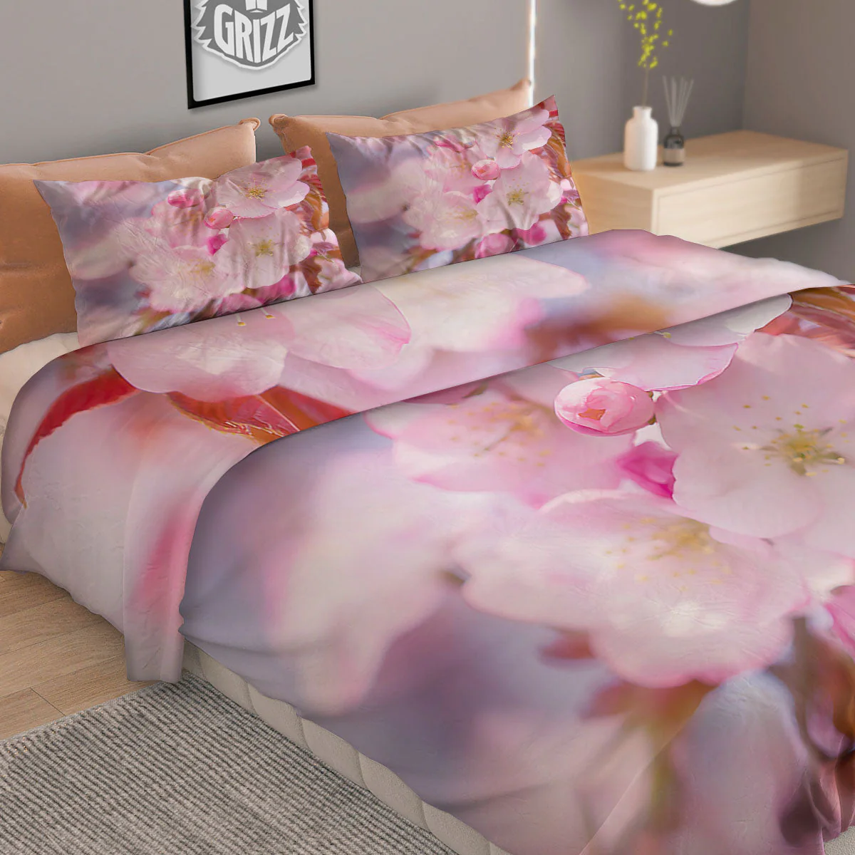 Cherry Blossom Sakura Flower Print Duvet Cover Bedding Set - Image 2
