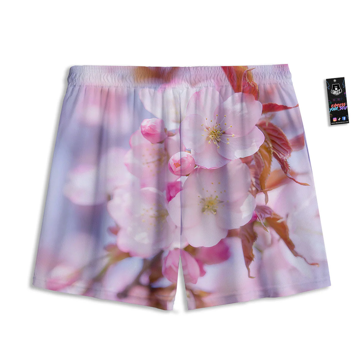 Cherry Blossom Sakura Flower Print Mesh Shorts - Image 2