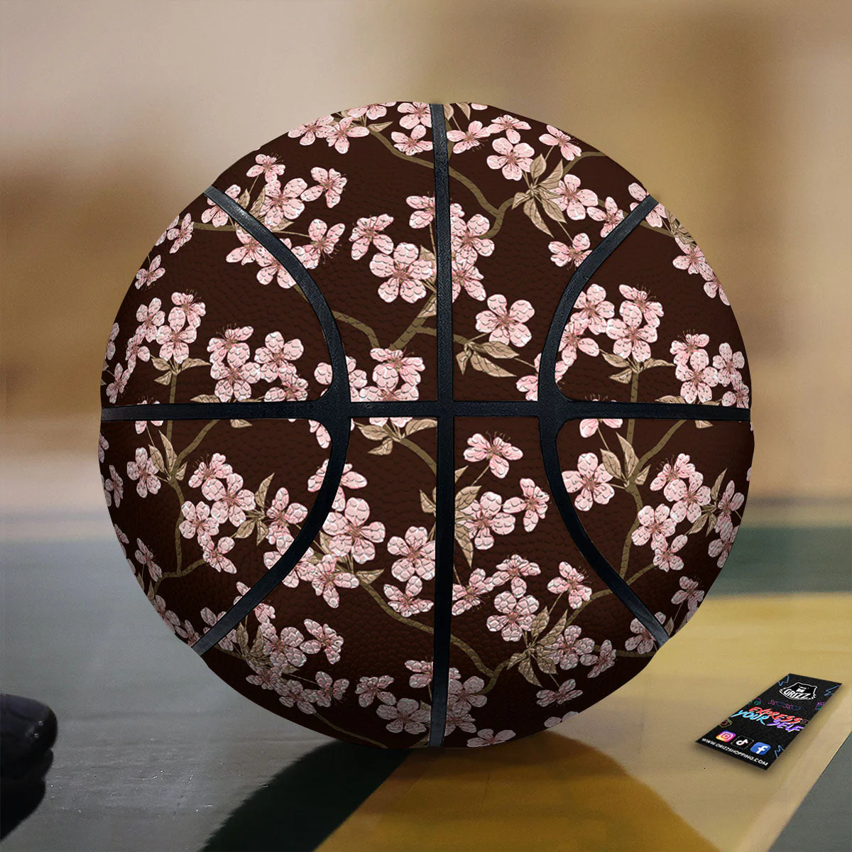 Cherry Blossom Vintage Print Pattern Basketball