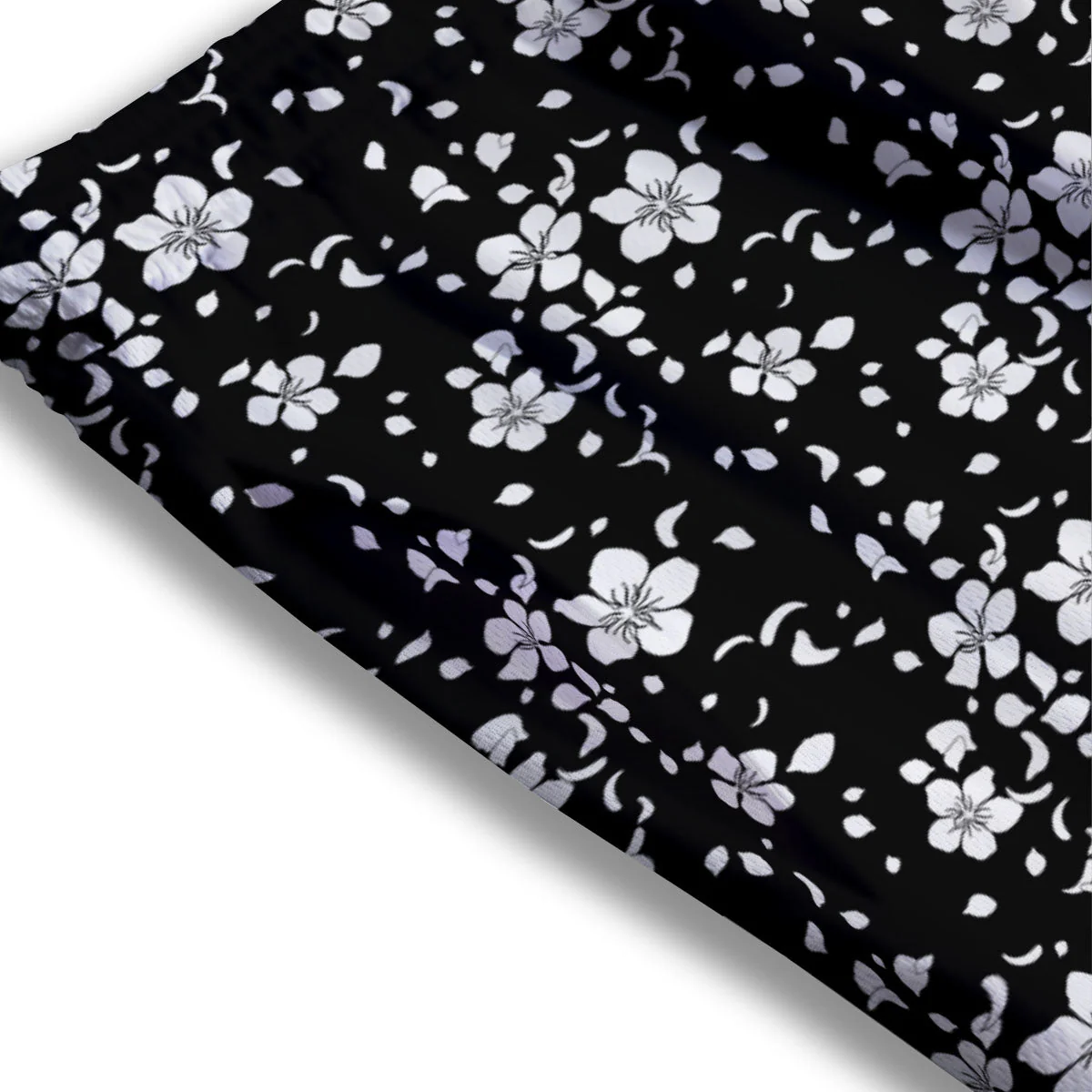 Cherry Blossom White And Black Print Mesh Shorts - Image 3