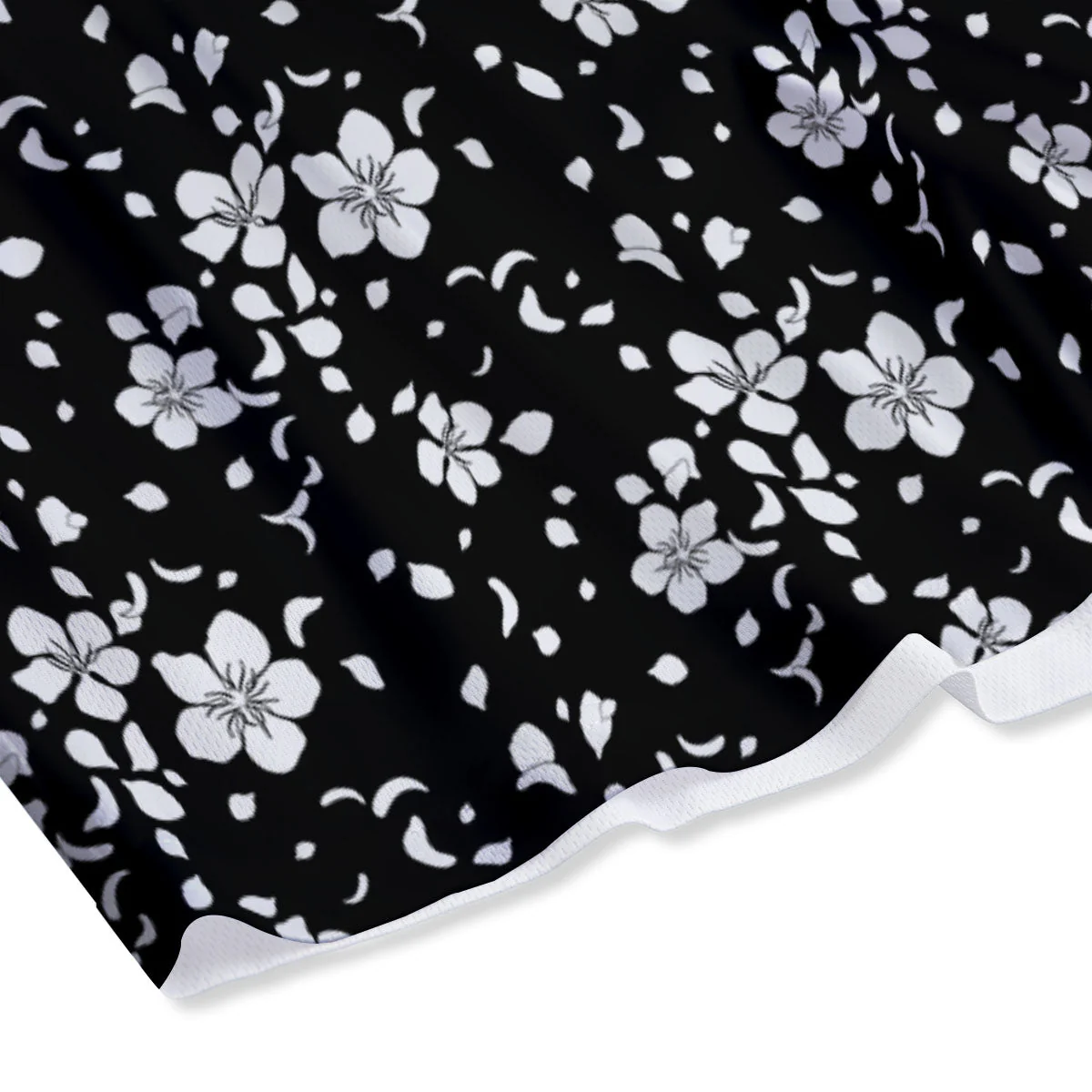 Cherry Blossom White And Black Print Mesh Shorts - Image 4