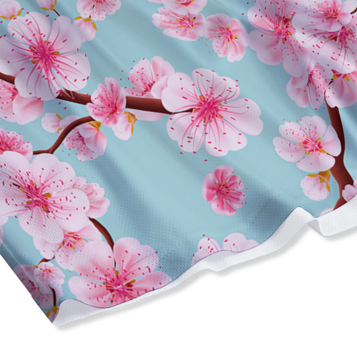 Cherry Blossom White Print Pattern Mesh Shorts - Image 4