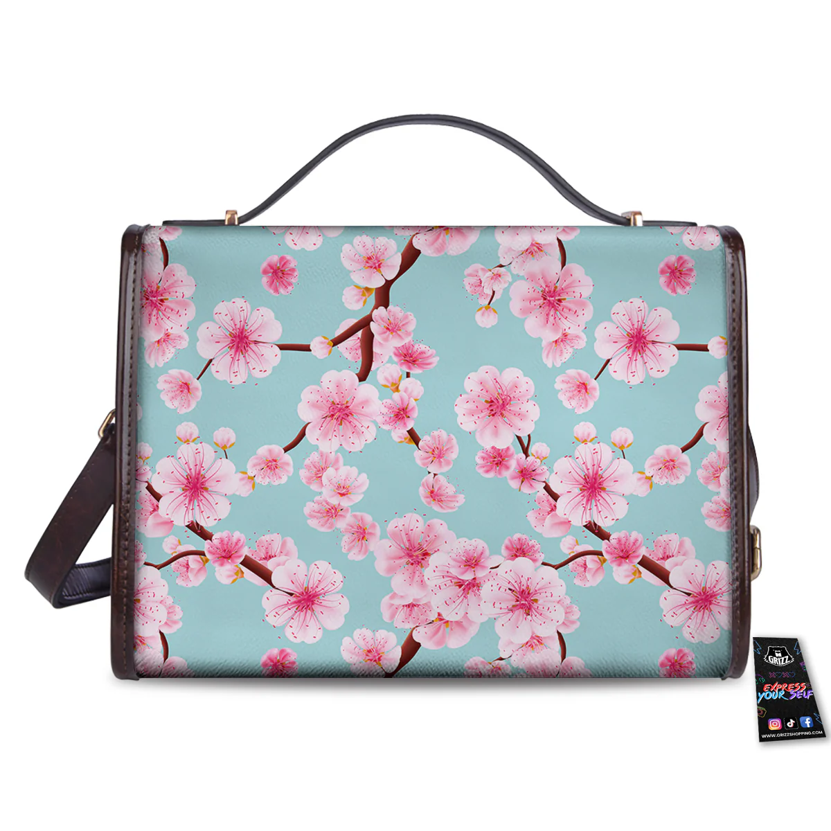 Cherry Blossom White Print Pattern Women's Satchel Bag - Image 2