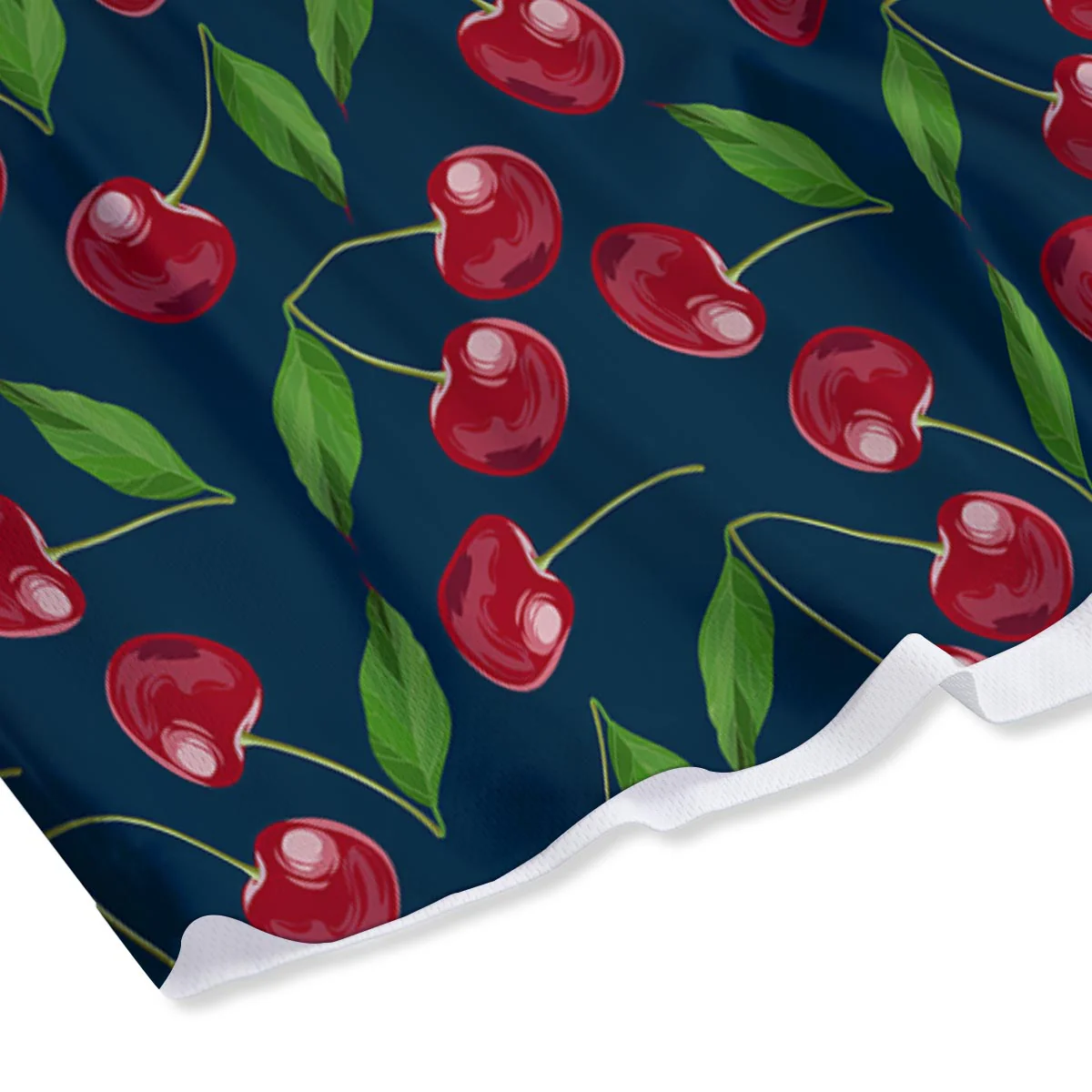 Cherry Red Print Pattern Mesh Shorts - Image 4