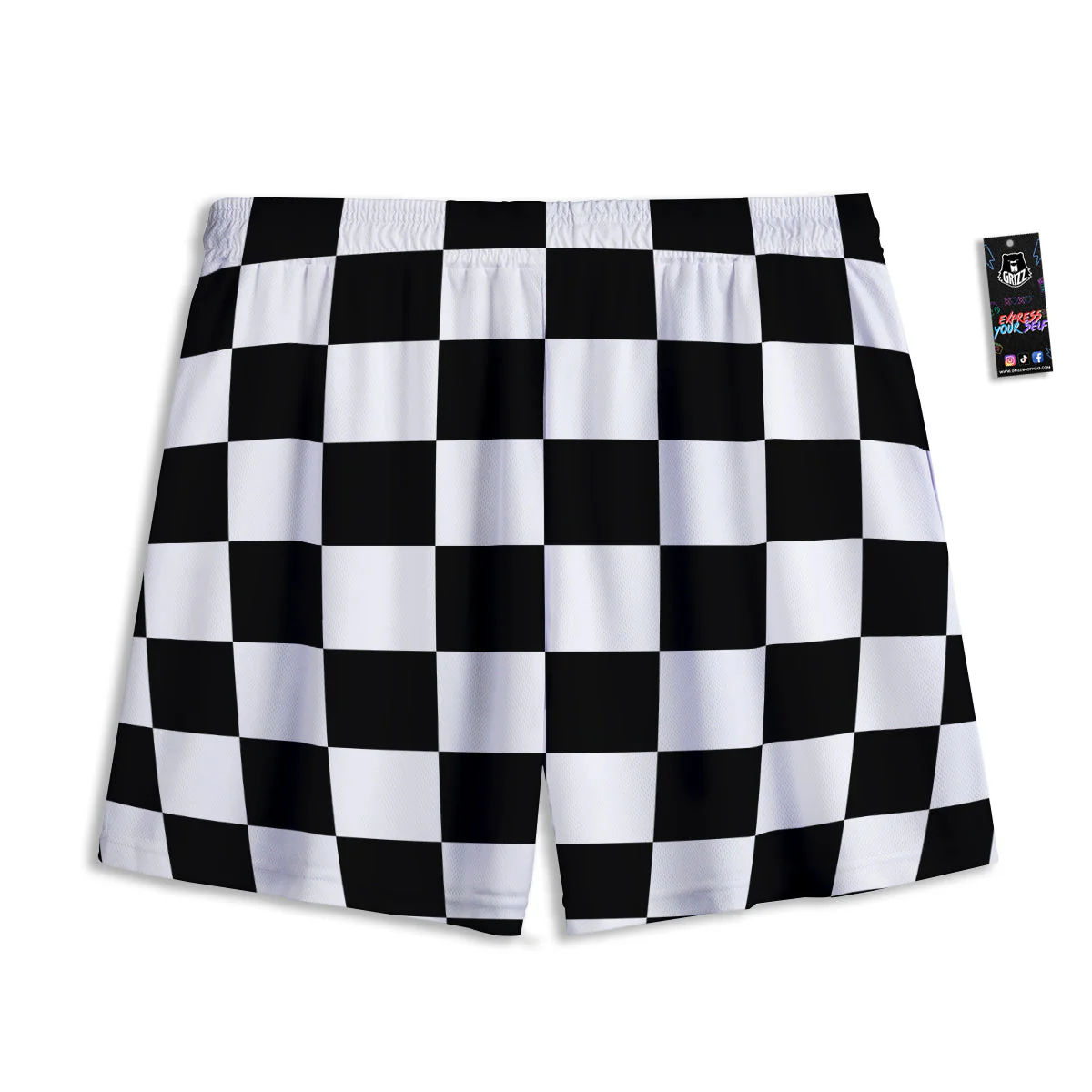 Chessboard Sphere Print Mesh Shorts - Image 2