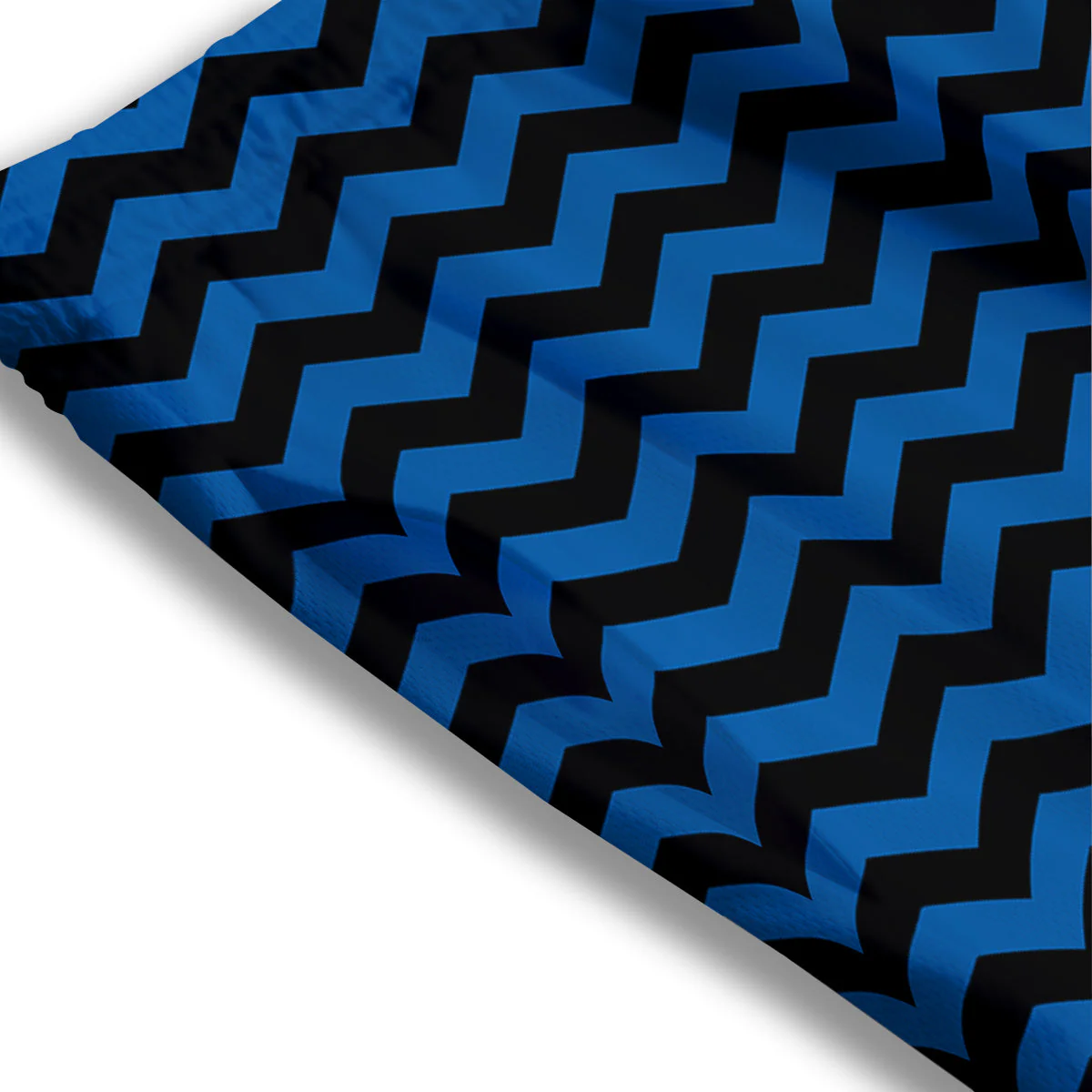 Chevron Blue And Black Print Pattern Mesh Shorts - Image 3