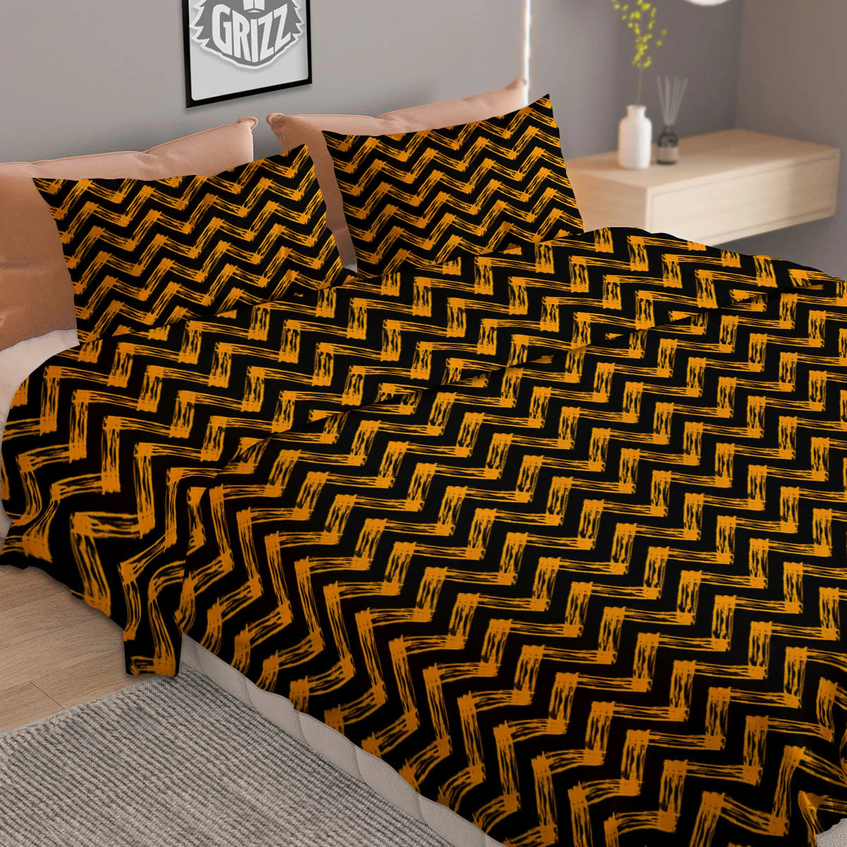 Chevron Halloween Print Pattern Duvet Cover Bedding Set - Image 2