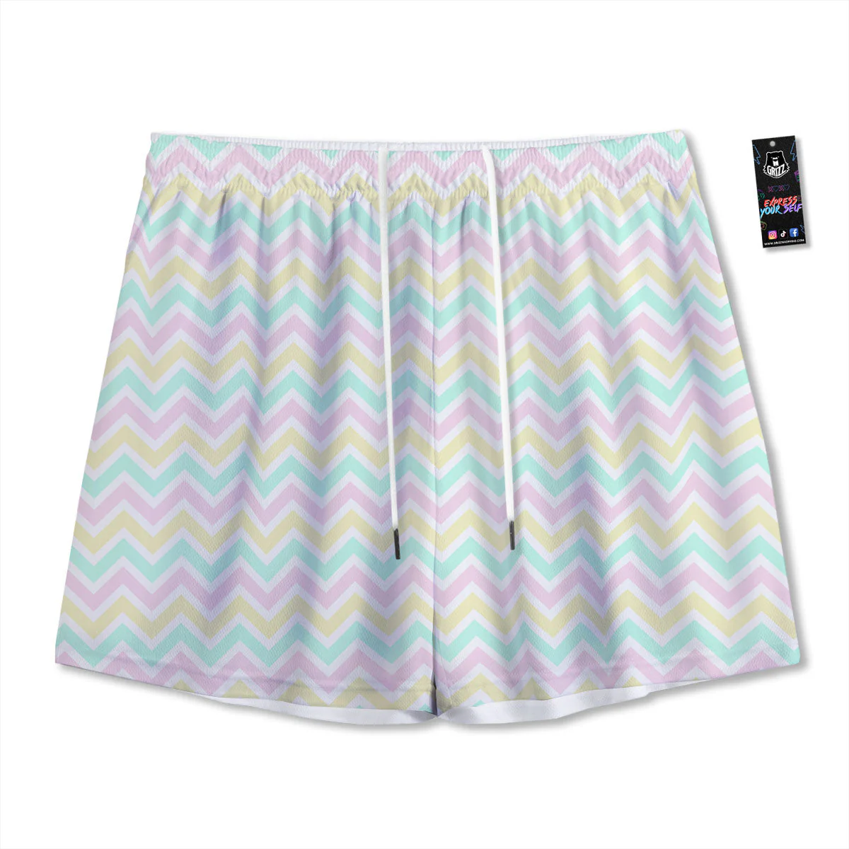 Chevron Pastel Print Pattern Mesh Shorts