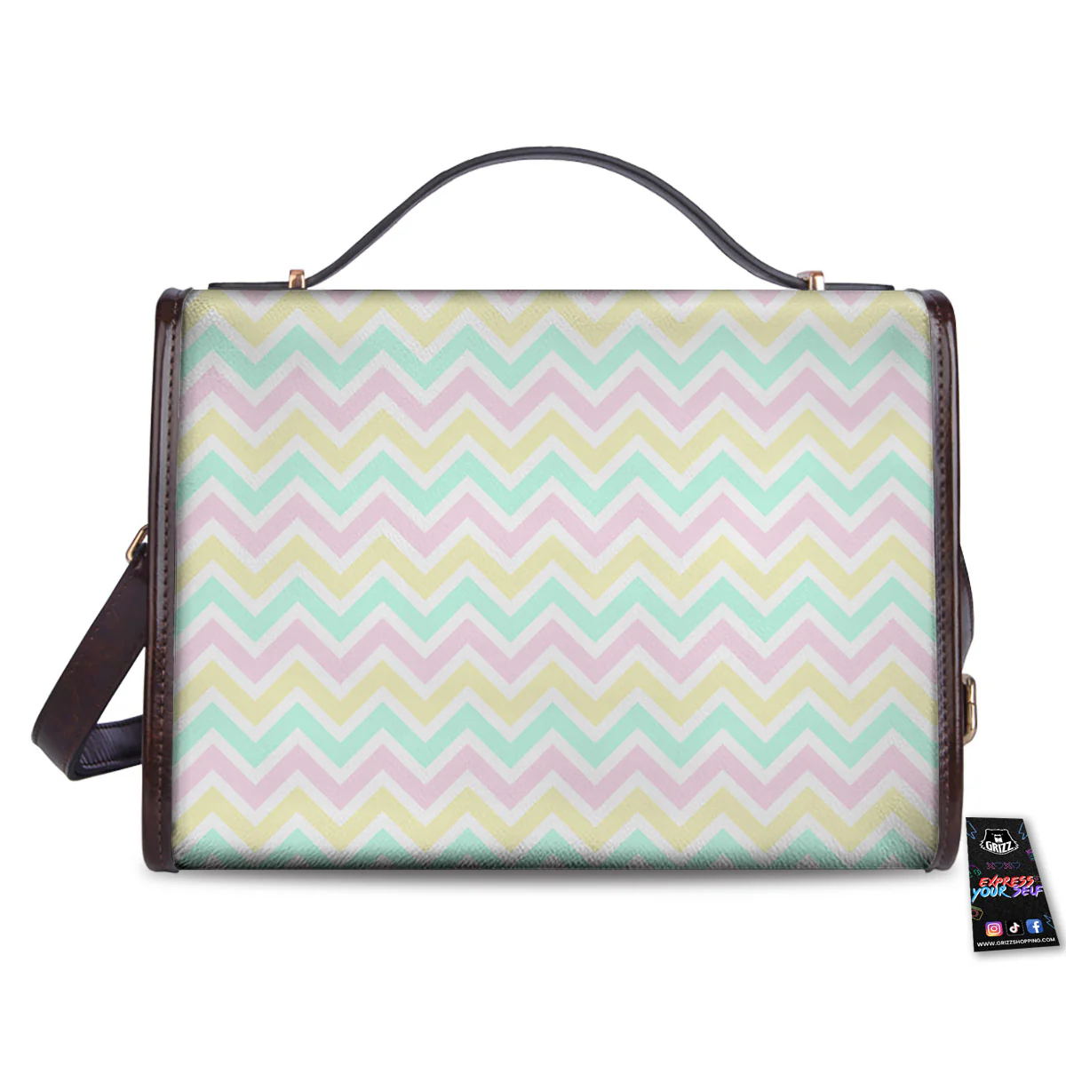 Chevron Pastel Print Pattern Women's Satchel Bag - Image 2