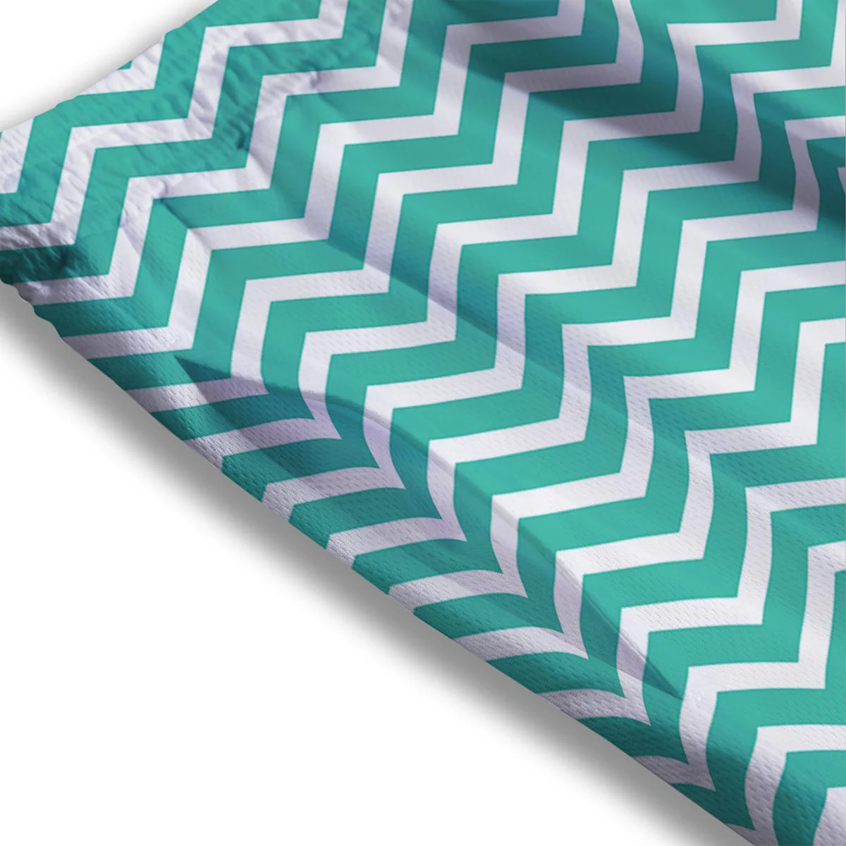 Chevron White And Teal Print Pattern Mesh Shorts - Image 3