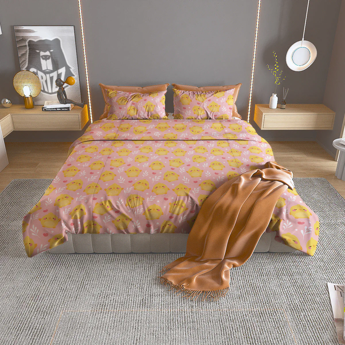 Chicken Cute Print Pattern Duvet Cover Bedding Set