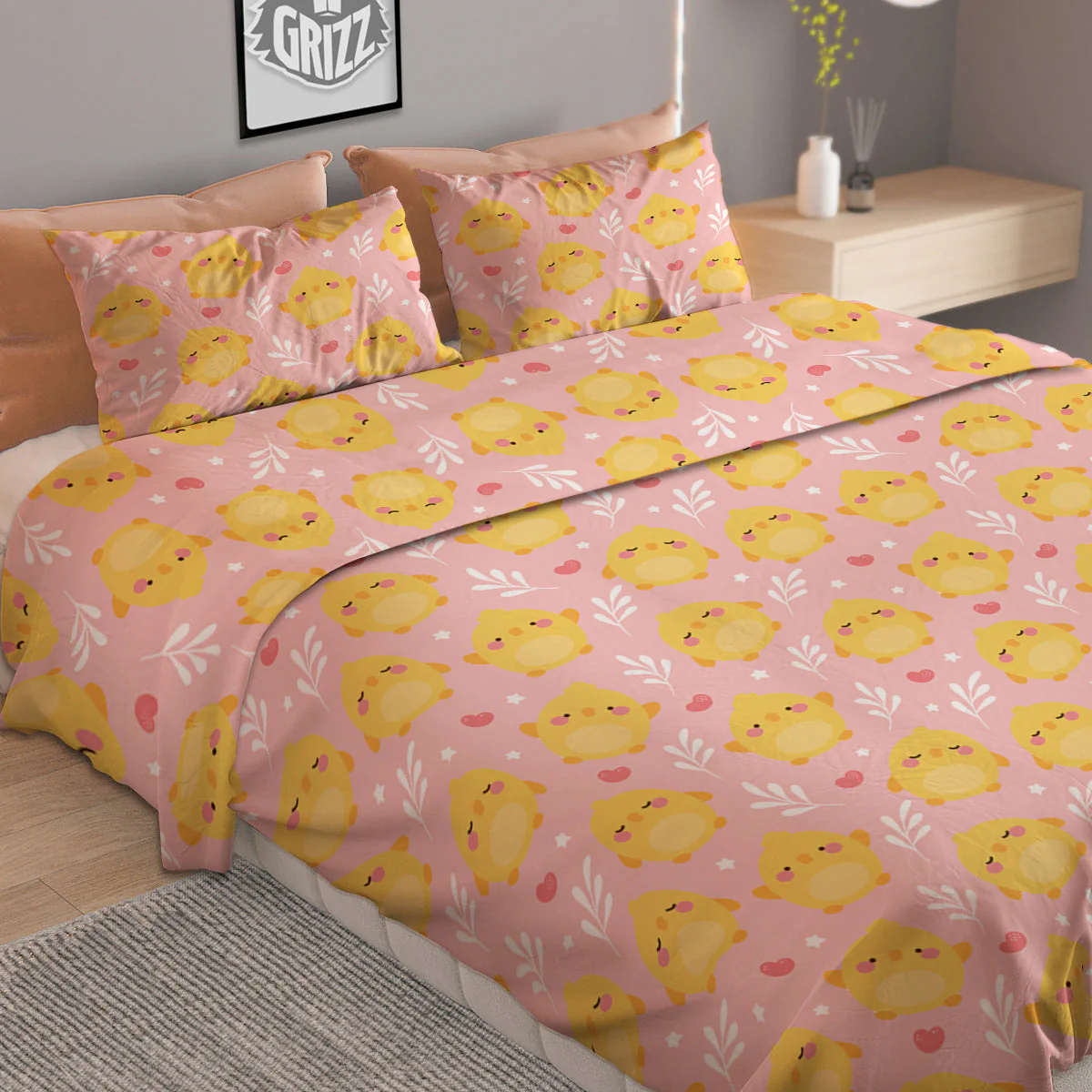 Chicken Cute Print Pattern Duvet Cover Bedding Set - Image 2